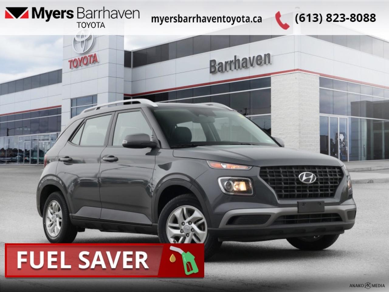 <b>Heated Seats, Heated Steering Wheel, Apple CarPlay, Android Auto, Remote Start, Blind Spot Detection, Lane Keep Assist, Lane Departure Warning, Forward Collision Alert, Proximity Key, Rear Camera</b><br> <br>  Compare at $21838 - Our Live Market Price is just $20998! <br> <br>This vehicle was a previous daily rental. With amazing cargo space paired to an amazing performer like this 2024 Hyundai Venue, you can get it all done. This 2024 Hyundai Venue is for sale today in Ottawa. <br> <br>With an amazing, urban sized footprint, plus a massive amount of cargo space, this 2024 Venue can do it all. Whether you need a grocery getter, kid hauler, or an errand runner, this 2024 Venue is ready to turn everything into an adventure. This modern Venue has a bold yet sophisticated SUV profile that radiates road presence and allows you to express your unique sense of style. This SUV has 62,747 km. Its Grey in colour. It has an Automatic transmission and is powered by a 121HP 1.6L 4 Cylinder Engine. <br> <br> Our Venues trim level is Preferred. This Venue Preferred steps it up with blind spot detection, remote engine start, roof rack rails, and a heated steering wheel, along with heated front seats, 60-40 folding rear seats, remote keyless entry, power heated side mirrors, automatic high beams, front and rear cupholders, and an 8-inch touchscreen with wireless Apple CarPlay and Android Auto. Safety features include lane keeping assist, lane departure warning, forward collision avoidance, driver monitoring alert, and a rear view camera.<br> <br>To apply right now for financing use this link: <a href=https://www.myersbarrhaventoyota.ca/quick-approval/ target=_blank>https://www.myersbarrhaventoyota.ca/quick-approval/</a><br><br> <br/><br> Buy this vehicle now for the lowest bi-weekly payment of <b>$146.04</b> with $0 down for 84 months @ 6.99% APR O.A.C. ( Plus applicable taxes -  Plus applicable fees   ).  See dealer for details. <br> <br>At Myers Barrhaven Toyota we pride ourselves in offering highly desirable pre-owned vehicles. We truly hand pick all our vehicles to offer only the best vehicles to our customers. No two used cars are alike, this is why we have our trained Toyota technicians highly scrutinize all our trade ins and purchases to ensure we can put the Myers seal of approval. Every year we evaluate 1000s of vehicles and only 10-15% meet the Myers Barrhaven Toyota standards. At the end of the day we have mutual interest in selling only the best as we back all our pre-owned vehicles with the Myers *LIFETIME ENGINE TRANSMISSION warranty. Thats right *LIFETIME ENGINE TRANSMISSION warranty, were in this together! If we dont have what youre looking for not to worry, our experienced buyer can help you find the car of your dreams! Ever heard of getting top dollar for your trade but not really sure if you were? Here we leave nothing to chance, every trade-in we appraise goes up onto a live online auction and we get buyers coast to coast and in the USA trying to bid for your trade. This means we simultaneously expose your car to 1000s of buyers to get you top trade in value. <br>We service all makes and models in our new state of the art facility where you can enjoy the convenience of our on-site restaurant, shuttle van, free Wi-Fi, Enterprise Rent-A-Car, on-site tire storage, and complimentary drinks. Come see why many Toyota owners are making the switch to Myers Barrhaven Toyota. <br>*LIFETIME ENGINE TRANSMISSION WARRANTY NOT AVAILABLE FOR VEHICLES WITH KMS EXCEEDING 140,000KM, VEHICLES 8 YEARS & OLDER, HIGHLINE BRAND VEHICLES (e.g., BMW, INFINITI, CADILLAC, LEXUS), AND QUEBEC RESIDENTS.<br> Come by and check out our fleet of 100+ used cars and trucks and 20+ new cars and trucks for sale in Ottawa.  o~o