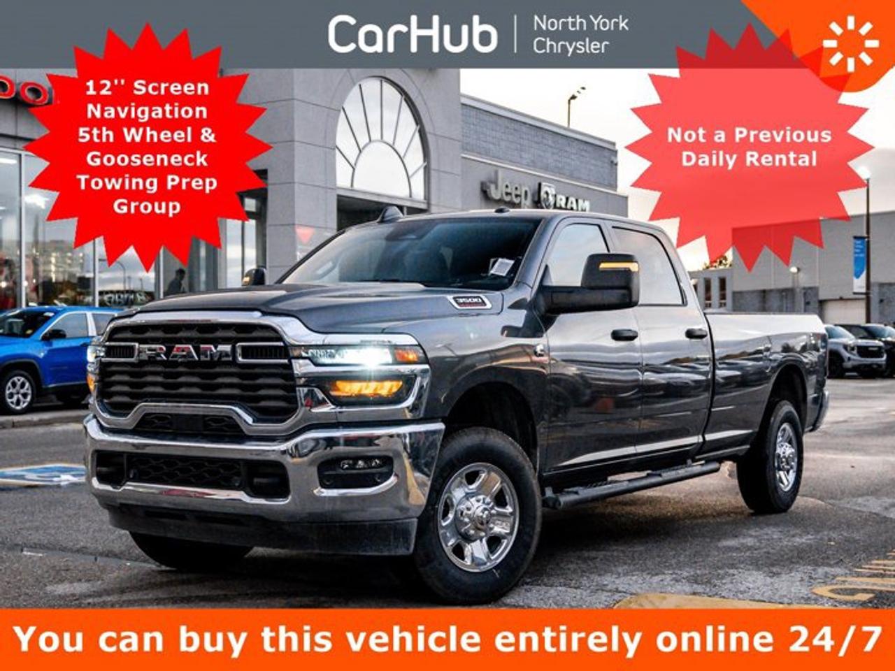 <p> Only 200 Miles! This Ram 3500 boasts a Intercooled Turbo Diesel I-6 6.7 L/408 engine powering this Automatic transmission. WHEELS: 18 X 8 CHROME-CLAD STEEL, TRANSMISSION: 8-SPEED TORQUEFLITE AUTOMATIC, TRADESMAN LEVEL 2 EQUIPMENT GROUP  -inc: Convenience Group, Emergency Vehicle Alert System (EVAS), 12 Touchscreen Display, Mirror Running Lights, Alexa Built-In, Power Convex Aux Exterior Mirrors, Disassociated Touchscreen Display, Matte Black Mesh/Bright Grille, 115-Volt Auxiliary Power Outlet - Front, Centre Hub, Radio: Uconnect 5 Nav w/12.0 Display, Auto-Dimming Rearview Mirror, Rear Power Sliding Window, Tinted Acoustic Windshield, GPS Navigation, Bright Rear Bumper, Black MOPAR Tubular Side Steps, Bright Grille Surround, Heated Exterior Mirrors, SiriusXM w/360L On-Demand Content, Connected Travel & Traffic Services, Carpet Floor Covering, Off-Road Info Pages, Trailer Tow Pages, 400-Watt Inverter, Power Fold Heated Telescopic Mirrors, HD Radio, Exterior Mirrors w/Turn Signals, Exterior Mirrors w/Courtesy Lamps, A/C w/Dual-Zone Auto Temperature Control, Power Adjust Mirrors, Front & Rear Floor Mats, Bright Front Bumper, Park-Sense Front & Rear Park Assist. <p>This Ram 3500 Comes Equipped with These Options <br /> QUICK ORDER PACKAGE 24A  -inc: Engine: 6.7L Cummins I-6 HO Turbo Diesel, Transmission: 8-Speed TorqueFlite Automatic , TIRES: LT275/70R18E BSW ALL-SEASON  (STD), RADIO: UCONNECT 5 NAV W/12.0 DISPLAY, GVWR: 5,579 KG (12,300 LBS), GRANITE CRYSTAL METALLIC, ENGINE: 6.7L CUMMINS I-6 HO TURBO DIESEL  -inc: Selective Catalytic Reduction (Urea), Dual 730-Amp Maintenance-Free Batteries, Cummins Turbo Diesel Badge, Heavy-Duty Engine Cooling, Supplemental Heater, 3.42 Axle Ratio, GVWR: 5,579 kg (12,300 lbs), MOPAR Winter Front Grille Cover, Current Generation Engine Controller, Diesel Exhaust Brake, Front Bumper Sight Shields, Capless Fuel-Filler, DIESEL GREY/BLACK, HD VINYL FRONT 40/20/40 BENCH SEAT, BLACK MOPAR TUBULAR SIDE STEPS, BED CONVENIENCE GROUP  -inc: MOPAR Spray-In Bedliner, LED Bed Lighting, 5TH WHEEL/GOOSENECK TOWING PREP GROUP. </p> <p>Drive Happy with CarHub<br>*** All-inclusive, upfront prices -- no haggling, negotiations, pressure, or games*** Purchase or lease a vehicle and receive a $1000 CarHub Rewards card for service.  *** Purchase this vehicle fully online on CarHub websites</p> <p>Transparency Statement<br>USED VEHICLES:Online prices and payments are for finance purchases  please note there is a $850 safety certification fee. if not Certified, then as per OMVIC Regulations the vehicle is deemed to be not drivable and Not Certified. Cash purchases for used vehicles have a $2,350 surcharge which includes the safety certification (the finance price + $2,350).NEW VEHICLES:New financed vehicles are subject to an $ 850 Processing Fee. New cars priced at over $100,000 including add-ons or accessories are subject to the additional federal luxury tax.While every effort is taken to avoid errors, technical or human error can occur, so please confirm vehicle features, options, materials, and other specs with your CarHub representative. This can easily be done by calling us or by visiting us at the dealership. CarHub used vehicles come standard with 1 key. If we receive more than one key from the previous owner, we include them with the vehicle. Additional keys may be purchased at the time of sale. Ask your Product Advisor for more details. Payments are only estimates derived from a standard term/rate on approved credit. Terms, rates and payments may vary. Prices, rates and payments are subject to change without notice. Please see our website for more details.</p>