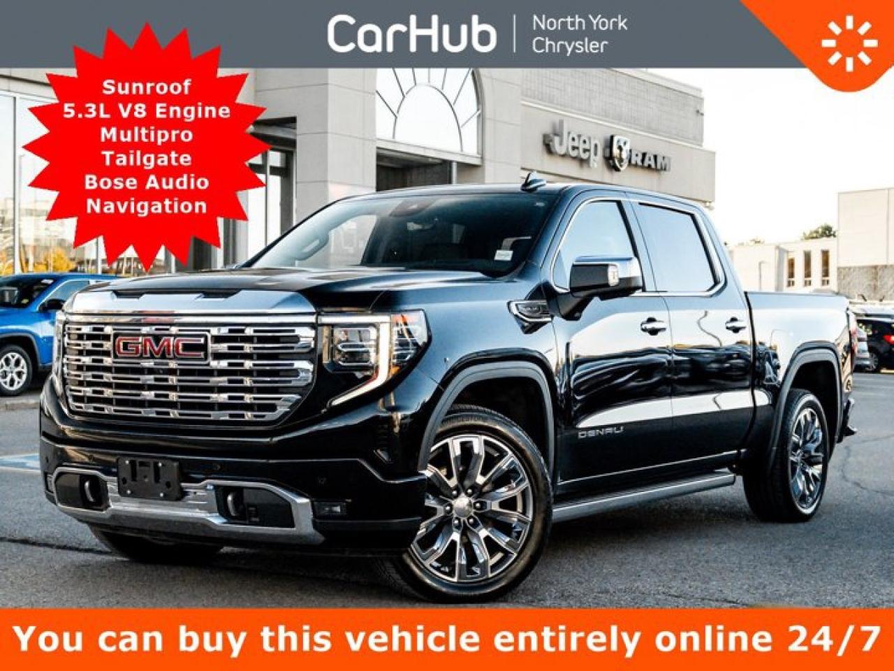 Used 2023 GMC Sierra 1500 Denali 147'' Sunroof V8 Multipro Tailgate Bose Audio Backup Cam Navigation for sale in Thornhill, ON