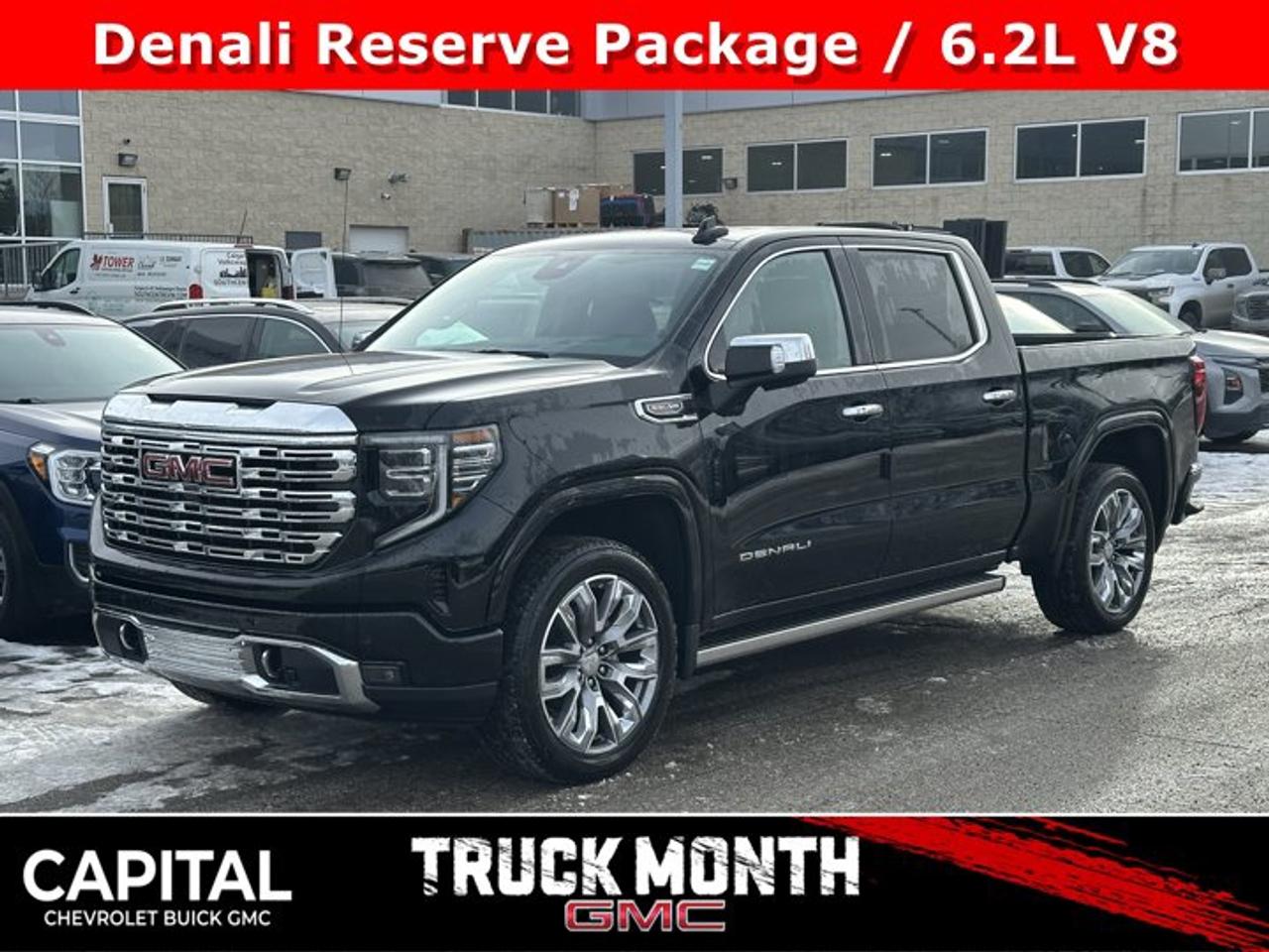 This GMC Sierra 1500 boasts a Gas V8 6.2L/376 engine powering this Automatic transmission. TRANSMISSION, 10-SPEED AUTOMATIC WITH ELECTRONIC PRECISION SHIFT, ELECTRONICALLY CONTROLLED with overdrive, and tow/haul mode and steering column paddle shifters. Includes Cruise Grade Braking and Powertrain Grade Braking (STD), REAR AXLE, 3.23 RATIO, PREMIUM FLOOR LINERS WITH REMOVABLE CARPET INSERT, FRONT.*This GMC Sierra 1500 Comes Equipped with These Options *DENALI RESERVE PACKAGE includes (CWM) Technology Package, (CF5) sunroof, (BRS) GMC MultiPro Power Steps and (SH0) 22 Painted Aluminum Wheel with Machining and Bright Chrome Inserts , LPO, WHEEL LOCKS, SET OF 4 (dealer-installed), LPO, BODY COLOUR WHEEL ARCH MOULDINGS (dealer-installed), GVWR, 7100 LBS. (3221 KG) (STD), ENGINE, 6.2L ECOTEC3 V8 (420 hp [313 kW] @ 5600 rpm, 460 lb-ft of torque [624 Nm] @ 4100 rpm); featuring Dynamic Fuel Management, ENGINE BLOCK HEATER, DENALI PREFERRED EQUIPMENT GROUP includes standard equipment, ACTIVE EXHAUST, DUAL, SPORT-MODE ENABLED, 3 YEARS SIRIUSXM, Wireless, Apple CarPlay / Wireless Android Auto.* Stop By Today *Stop by Capital Chevrolet Buick GMC Inc. located at 13103 Lake Fraser Drive SE, Calgary, AB T2J 3H5 for a quick visit and a great vehicle!