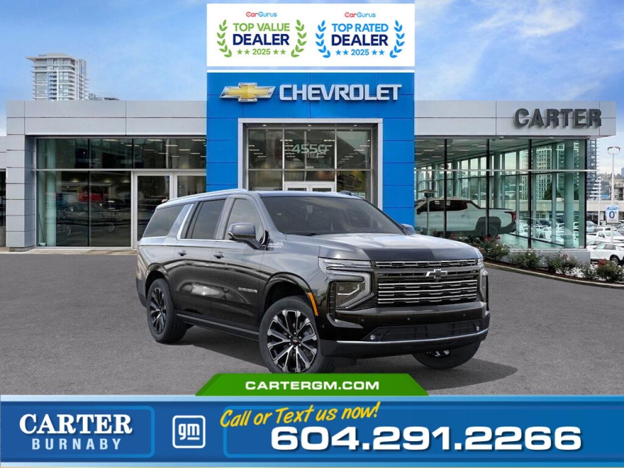 New 2025 Chevrolet Suburban HIGH COUNTRY 4WD | 6.2L ENG/LTHR SEATING/TEC & ENT for sale in Burnaby, BC