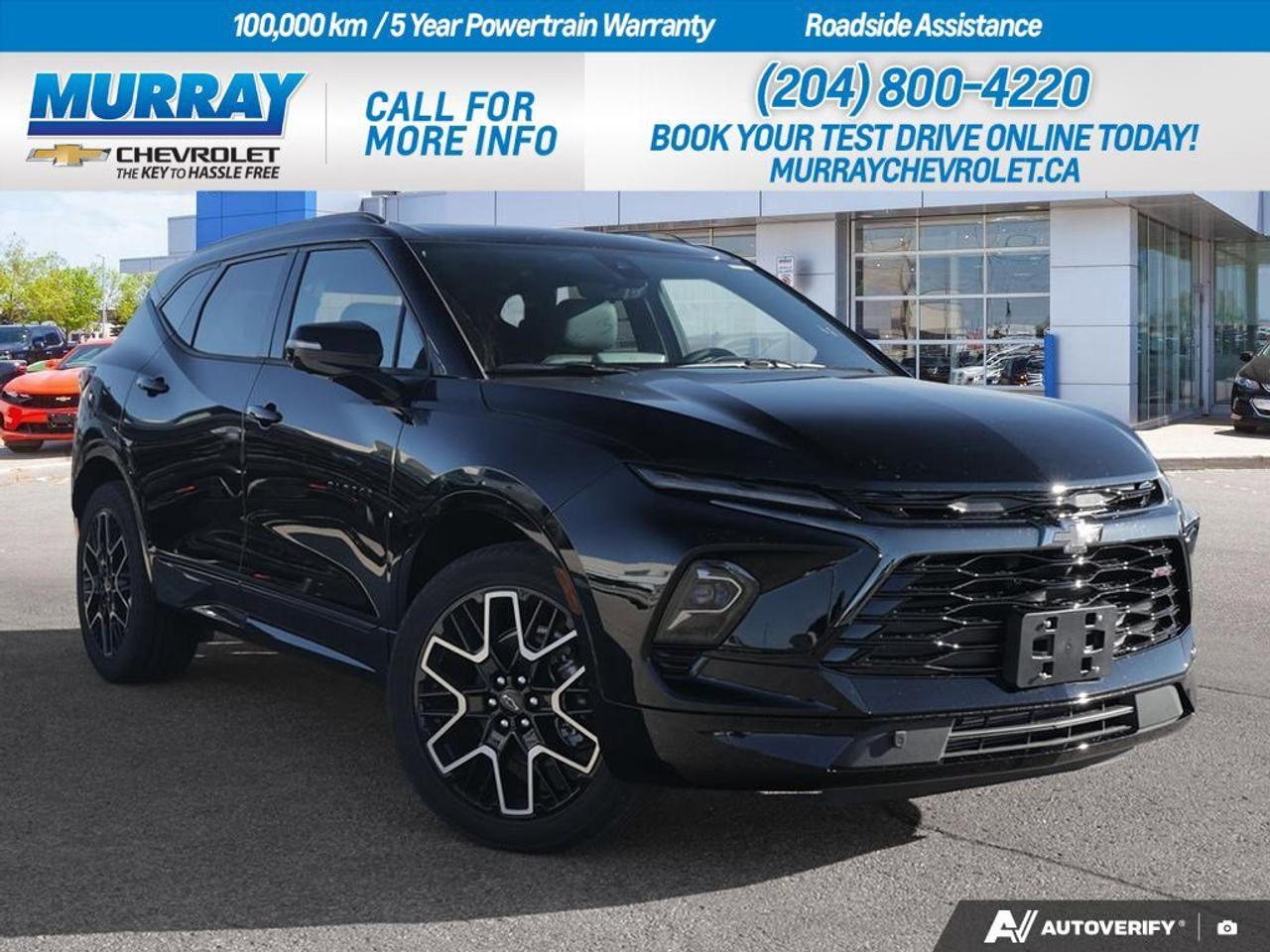 *SAFETY PLUS PACKAGE* *CONVENIENCE PLUS PACKAGE* *ENGINE 3.6L V6 WITH VVT*  Experience the thrill of driving the 2026 Chevrolet Blazer RS, now available in Winnipeg. This sport utility vehicle combines a powerful *3.6L V6 engine* with *variable valve timing (VVT)* for a dynamic driving experience, delivering an impressive 308 horsepower. Paired with a *9-speed automatic transmission*, you can expect smooth and responsive shifts that enhance every journey.  The Blazer RS is not just about performance; its packed with state-of-the-art features to elevate your driving comfort. The *Safety Plus Package* includes HD Surround Vision and Adaptive Cruise Control, ensuring you stay safe and confident on the road. Meanwhile, the *Convenience Plus Package* offers luxurious touches such as memory settings, rear heated seats, and ventilated front seats, providing unparalleled comfort for both the driver and passengers.  With its striking black exterior complemented by 21 high gloss black wheels, the Chevrolet Blazer RS makes a bold statement on the streets of Winnipeg. Step inside to find a stylish interior with jet black perforated leather-appointed seats accented in red, exuding elegance and sporty flair. Enjoy modern conveniences like a panoramic roof, hands-free liftgate, and a premium sound system, making every drive a pleasure.  Elevate your driving experience with the 2026 Chevrolet Blazer RS, offering a perfect blend of power, luxury, and cutting-edge technology.  DisplayTrim: SAFETY PLUS PACKAGE Dealer Permit #1740