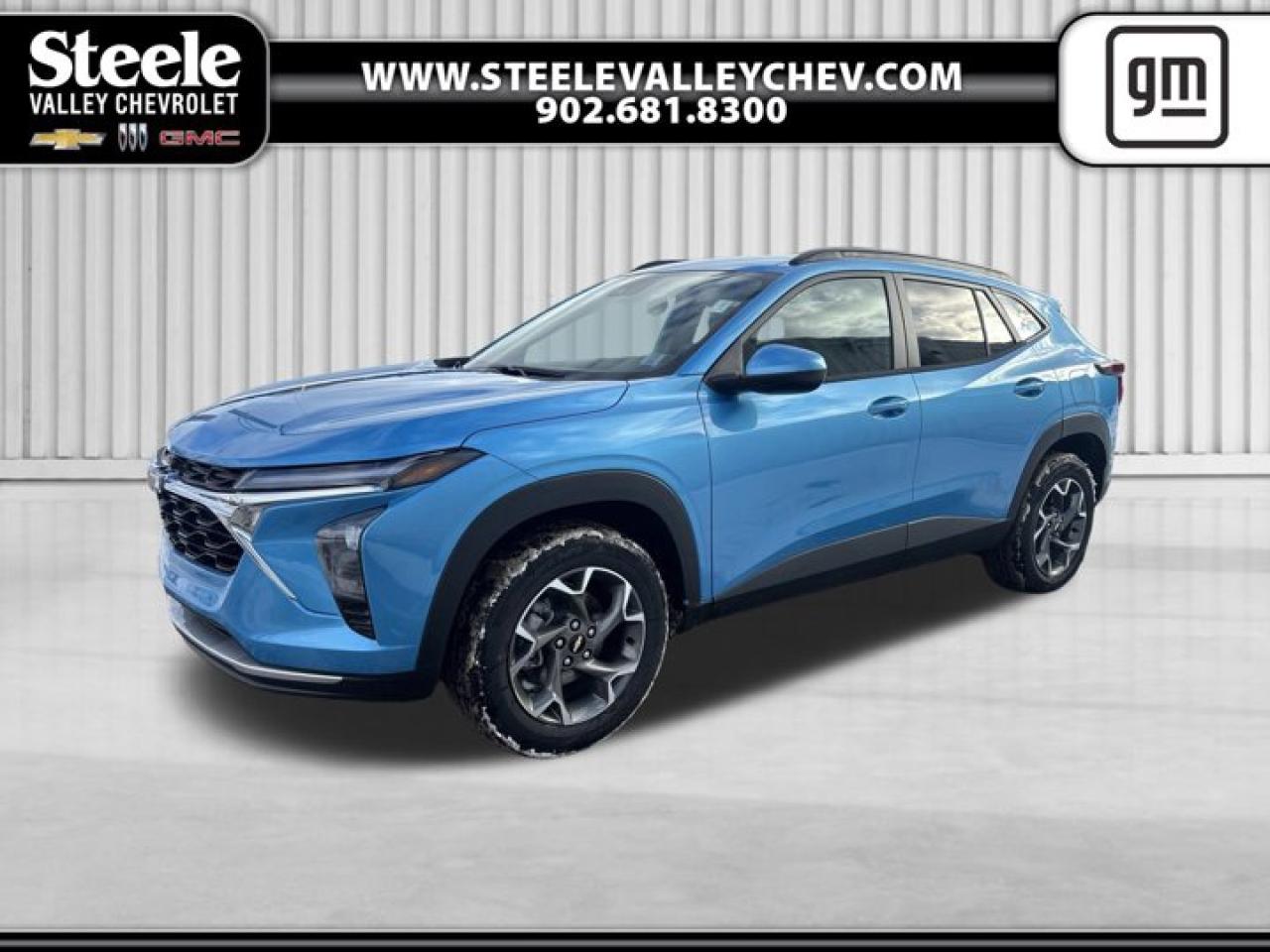 TRANSMISSION, 6-SPEED AUTOMATIC (STD), MARINA BLUE METALLIC, LT PREFERRED EQUIPMENT GROUP Includes Standard Equipment, ENGINE, ECOTEC 1.2L TURBO DOHC DI WITH VARIABLE VALVE TIMING (VVT) (137 hp [102 kW] @ 5000 rpm, 162 lb-ft of torque [219 N-m] @ 2500 rpm) (STD), Wireless Apple CarPlay/Wireless Android Auto, Wipers, front intermittent, variable speed, Wiper, rear, intermittent, Windows, power rear, express down, Window, power, front passenger with express down, Window, power, driver with express down. This Chevrolet Trax has a strong Turbocharged Gas 3-Cyl 1.2L/ engine powering this Automatic transmission.*This Chevrolet Trax LT Has Everything You Want *Wi-Fi Hotspot capable (Terms and limitations apply. See onstar.ca or dealer for details.), Wheels, 17 (43.2 cm) Grey-painted machined aluminum, Wheel, spare, 16 (40.6 cm) steel, Visors, driver and front passenger vanity mirrors, covered, Vehicle health management, USB ports, 2, one type-A and one type-C, located within the instrument panel, USB ports, 2, one type-A and one type-C, centre console, charge-only, rear, Transmission, 6-speed automatic, Tires, 225/60R17 all-season, blackwall, Tire, spare, compact, Tire Pressure Monitor, manual learn, Tire Fill Alert, Theft-deterrent system, immobilizer, Theft-deterrent system, Teen Driver a configurable feature that lets you activate customizable vehicle settings associated with a key fob, to help encourage safe driving behaviour. It can limit certain available vehicle features, and it prevents certain safety systems from being turned off. An in-vehicle report card gives you information on driving habits and helps you to continue to coach your new driver, Suspension, Ride and Handling, Suspension, rear, compound crank, Suspension, front MacPherson strut, Steering, power, non-variable ratio, electric, Steering wheel controls, mounted audio, cruise control Driver Information centre, Forward Collision Alert gap adjust and phone interface controls.* Visit Us Today *Stop by Steele Valley Chevrolet Buick GMC Cadillac located at 9184 Commercial Street, New Minas, NS, NS B4N3V9 for a quick visit and a great vehicle!*Disclaimer*Please verify all information with a Steele Valley representative.