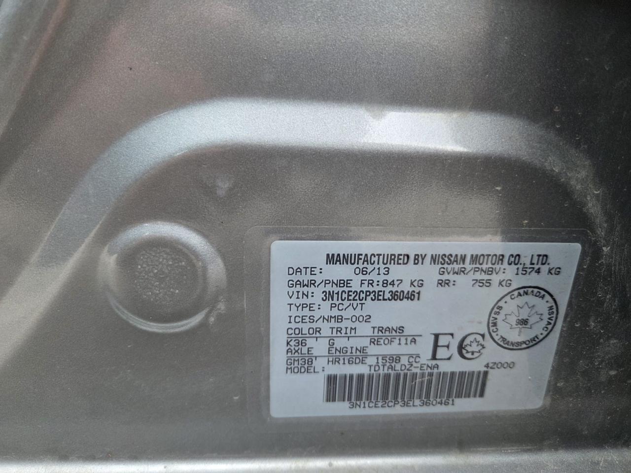 2014 Nissan Versa Note S, TRANSMISSION PROBLEM, GOOD BODY - Photo #15