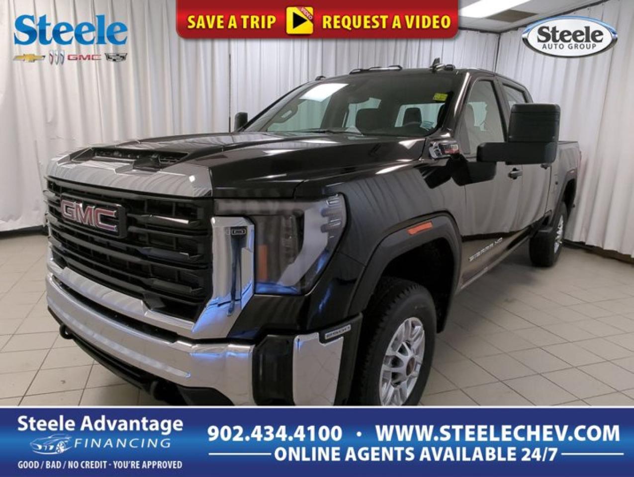 Our diesel-powered 2026 GMC Sierra 2500HD Pro Crew Cab 4X4 in Onyx Black is a bold work truck for people who need the best! Motivated by a TurboCharged 6.6 Litre DuraMax Diesel V8 delivering 470hp and 975 lb-ft of torque to a 10 Speed Allison Automatic transmission engineered for energetic towing and hauling. This Four Wheel Drive truck also features an automatic locking rear differential and a 2-speed transfer case for getting a grip on your next challenge. Our Sierra sets a high bar for style with LED lighting, chrome bumpers, front recovery hooks, trailering mirrors, cargo-area lighting, side bed steps, and rear corner steps. Comfort and convenience are built into our Pro cabin, which boasts supportive seats, a tilt-adjustable steering wheel, single-zone climate control, power accessories, a 12V power outlet, and a 3.5-inch driver display. Impressive infotainment awaits with a 7-inch touchscreen, Android Auto?, Apple CarPlay?, Bluetooth?, and an AM/FM/USB stereo system. Theres plenty of intelligent interior storage space, too! On the clock or off, GMC helps you stay safer with features like an HD rearview camera, automatic braking, lane-departure warning, hill start assistance, trailer sway control, hitch guidance, forward collision warning, stability/traction control, and more. When tough jobs call, our Sierra 2500 Pro is ready to answer! Save this Page and Call for Availability. We Know You Will Enjoy Your Test Drive Towards Ownership! Metros Premier Credit Specialist Team Good/Bad/New Credit? Divorce? Self-Employed?
