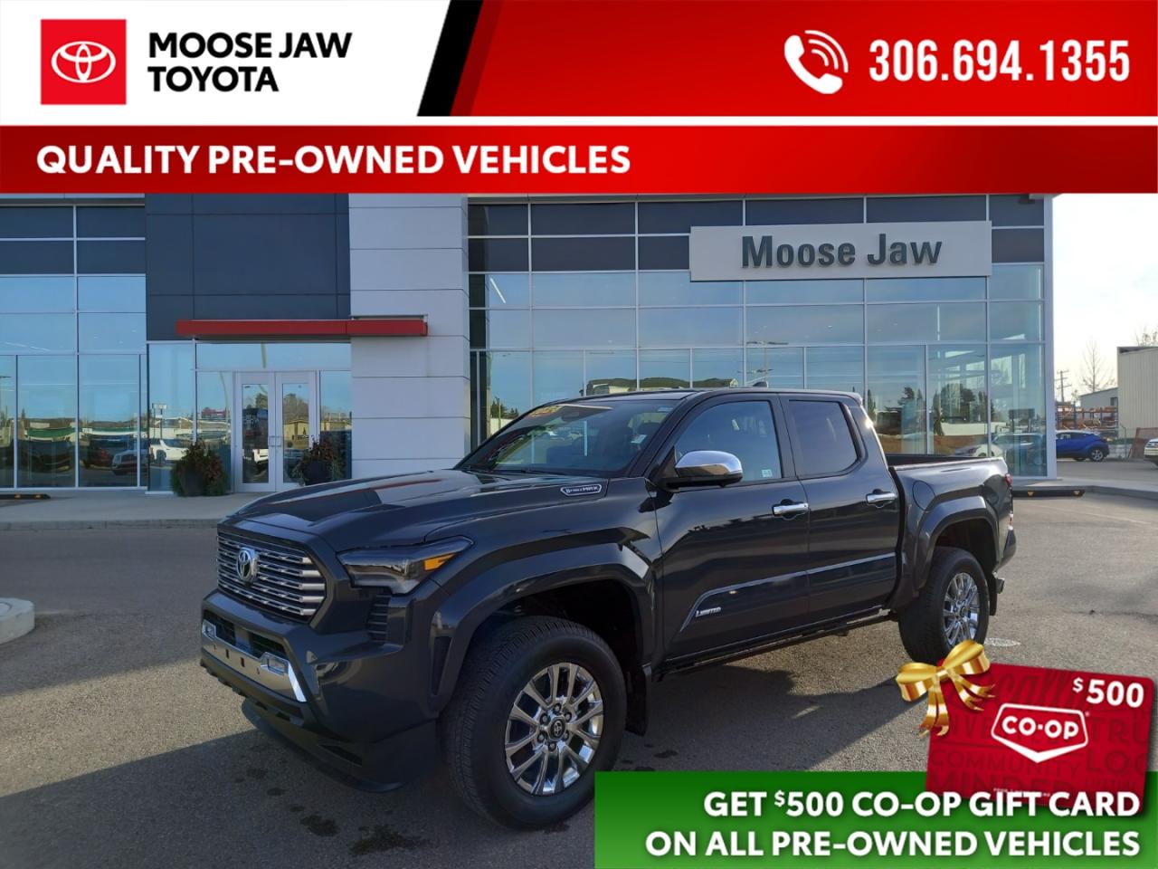 Used 2024 Toyota TACOMA HYBRID Powerful, efficient, and refined. The 2024 Tacoma Hybrid Limited blends advanced hybrid performance with premium comfort and bold Toyota styling. for sale in Moose Jaw, SK