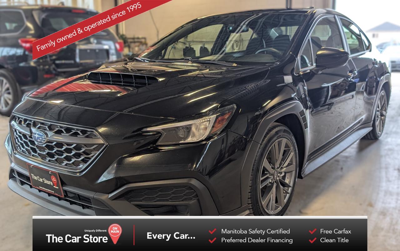 2023 Subaru WRX  6-Speed Manual | One Owner | No Accidents | Factory Warranty Remaining 
 Key Features: 
 Turbocharged 2.4L Boxer Engine with Symmetrical All-Wheel Drive 
 6-Speed Manual Transmission 
 One Owner, Off Lease, Clean Title, No Accidents 
 Full Factory Warranty Remaining 
 Touchscreen Display with Apple CarPlay & Android Auto 
 LED Headlights, Backup Camera, Dual-Zone Climate Control 
 
 
 Pure Drivers Car: 
 The 2023 WRX delivers Subarus rally-bred performance and grip in its most authentic form  manual, turbocharged, and built for connection. 
 
 
 Clean History, Well Kept: 
 This one-owner example has been properly cared for and shows it. No accidents, no stories, and still covered under factory warranty for total peace of mind. 
 
 
 Our Take: 
 The WRX remains one of the last true drivers cars  a manual, all-wheel-drive sport sedan with real character. This ones fully stock, tight, and ready for someone who loves to drive. 
 
 
 We are a local Family Owned business and we try to do things a little different. 
 
 At The Car Store on Main every vehicle is Manitoba Safety Certified. 
 Every vehicle sold is eligible for the Advantage Plan: 
 30 Day Warranty on all MB Safety certificate related items. 
 CarFax Vehicle History Report 
 2 sets of Keys 
 Wholesale access to all other Miscellaneous Accessories (i.e. Wtr Tires, Remote Starr, all misc vehicle accessories/parts, etc...) 
 And of course a Full tank of Gas. 
 
 There is no Gimmicks or games, we are always aggressive on our prices and try to separate ourselves from the rest. 
 We also have an on-site Certified Banker who shops to get the best possible interest rates in with all Major Banks and Credit Unions! 
 
 Come to our Brand New modern showroom and see what makes us Uniquely Different! 
 
 Located on Main St. just North of Chief Peguis Trail. 
 
 To schedule an appointment call us directly at 204-669-1248 or email sales@thecarstore.ca 
 
 The Car Store on Main 
 -Uniquely Different- 
 
 www.thecarstore.ca 
 Local: 204-669-1248 
 Toll Free: 877-634-2975 
 
 A local family owned business unlike typical car lots, there are no pressure tactics, no games, no gimmicks, no Sales Manager, General Manager or Used Car Manager, just straight answers and fair deals all the time! 
 
 *PRICE DOES NOT INCLUDE TAXES (G.S.T & P.S.T) 
 Dealer Permit # 4481