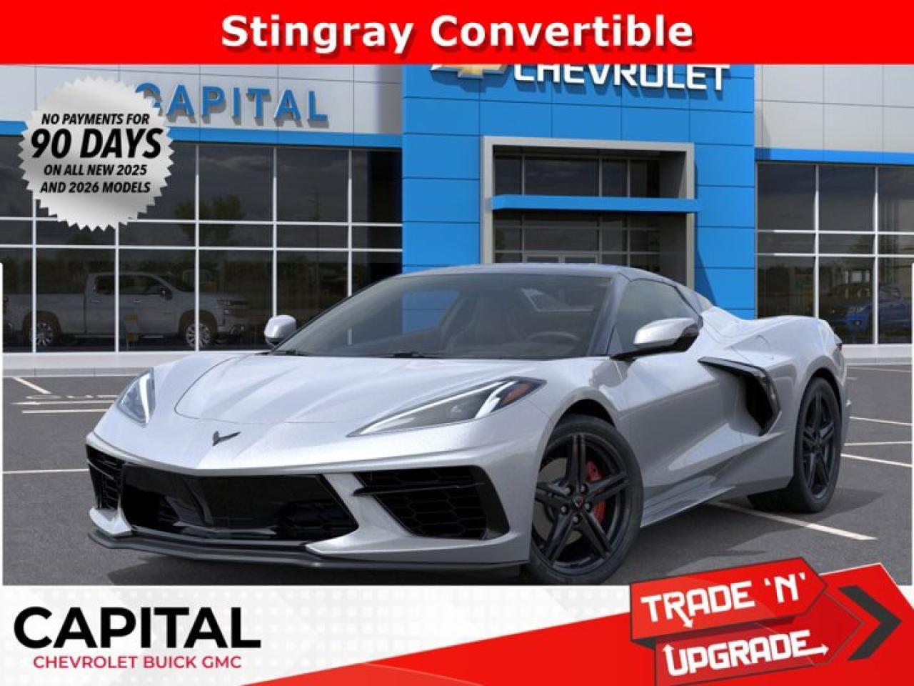 This Chevrolet Corvette delivers a Gas V8 6.2L/ engine powering this Automatic transmission. WHEELS, 19 X 8.5 (48.3 CM X 21.6 CM) FRONT AND 20 X 11 (50.8 CM X 27.9 CM) REAR 5-SPLIT-SPOKE GLOSS BLACK FORGED ALUMINUM, TRANSMISSION, 8-SPEED DUAL CLUTCH, INCLUDES MANUAL AND AUTO MODES (STD), SEATS, GT1 BUCKET (STD).*This Chevrolet Corvette Comes Equipped with These Options *BATTERY PROTECTION PACKAGE , SEAT BELT COLOUR, TORCH RED, LPO, DARK STEALTH CROSSED FLAGS EMBLEM, FRONT Genuine Corvette Accessory, EXHAUST, PERFORMANCE aggressive exhaust sound varies with driver mode selected, with stainless-steel tips (5 hp and torque increase., EXHAUST TIPS, BLACK, ENGINE, 6.2L V8 DI, HIGH-OUTPUT Variable Valve Timing (VVT), Active Fuel Management (AFM) (490 hp [365.4 kW] @ 6450 rpm, 465 lb-ft of torque [627.8 N-m] @ 5150 rpm) (STD), CONVERTIBLE TOP, CARBON FLASH-PAINTED NACELLES AND ROOF, CALIPERS, BRIGHT RED-PAINTED, BLADE SILVER METALLIC, 1LT PREFERRED EQUIPMENT GROUP includes standard equipment.* Visit Us Today *Stop by Capital Chevrolet Buick GMC Inc. located at 13103 Lake Fraser Drive SE, Calgary, AB T2J 3H5 for a quick visit and a great vehicle!