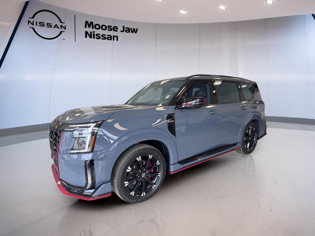 Experience the thrill of innovation and performance with the brand new 2026 Nissan Armada Nismo, now available at Moose Jaw Nissan in Moose Jaw. This full-size SUV combines the legendary capability of the Armada with Nismos motorsport-inspired enhancements, delivering a bold presence and advanced engineering for drivers seeking excitement and versatility in every journey.

FEATURES OF THE Armada Nismo  
»» Exclusive Nismo STLH exterior colour  
»» 9-speed automatic transmission with paddle shifters  
»» 3.5L V6 twin-turbo engine for dynamic power  
»» All-wheel drive for superior traction  

ADVANCED SAFETY FEATURES  
»» Forward collision warning with emergency braking  
»» Blind spot monitoring for safer lane changes  
»» Rear cross-traffic alert for reversing confidence  
»» Intelligent cruise control for stress-free highway driving  

PERFORMANCE AND EFFICIENCY  
»» 3.5L V6 twin-turbo delivers robust acceleration  
»» 9-speed automatic transmission for smooth shifting  
»» All-wheel drive system adapts to road conditions  
»» Paddle shifters for a sportier driving experience  

COMFORT AND CONVENIENCE  
»» Tri-zone automatic climate control for all passengers  
»» Power-adjustable drivers seat for personalized comfort  
»» Keyless entry and push-button start system  
»» Spacious seating for up to eight occupants  

TECHNONOLGY AND CONNECTIVITY  
»» Large touchscreen infotainment with navigation system  
»» Apple CarPlay and Android Auto integration  
»» Premium audio system for immersive sound  
»» Multiple USB ports for device charging  

CARGO SPACE  
»» Generous rear cargo area for luggage and gear  
»» Split-folding rear seats for flexible storage  
»» Flat load floor for easy packing  
»» Ample space for family, sports, or travel needs  

WHAT OTHER OWNERS LIKE  
»» Confident handling and powerful acceleration  
»» Advanced safety features for peace of mind  
»» Spacious interior for families and groups  
»» User-friendly technology and connectivity options  

This 2026 Nissan Armada Nismos VIN is: JN8AY3FBXT9123381.