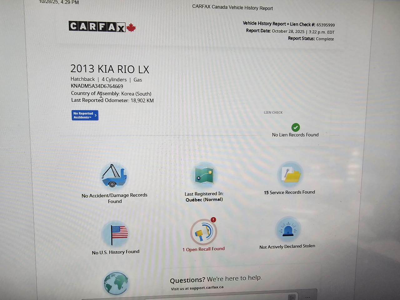 2013 Kia Rio LX+, AUTO, A/C, POWER GROUP, ONLY 22 KM - Photo #16