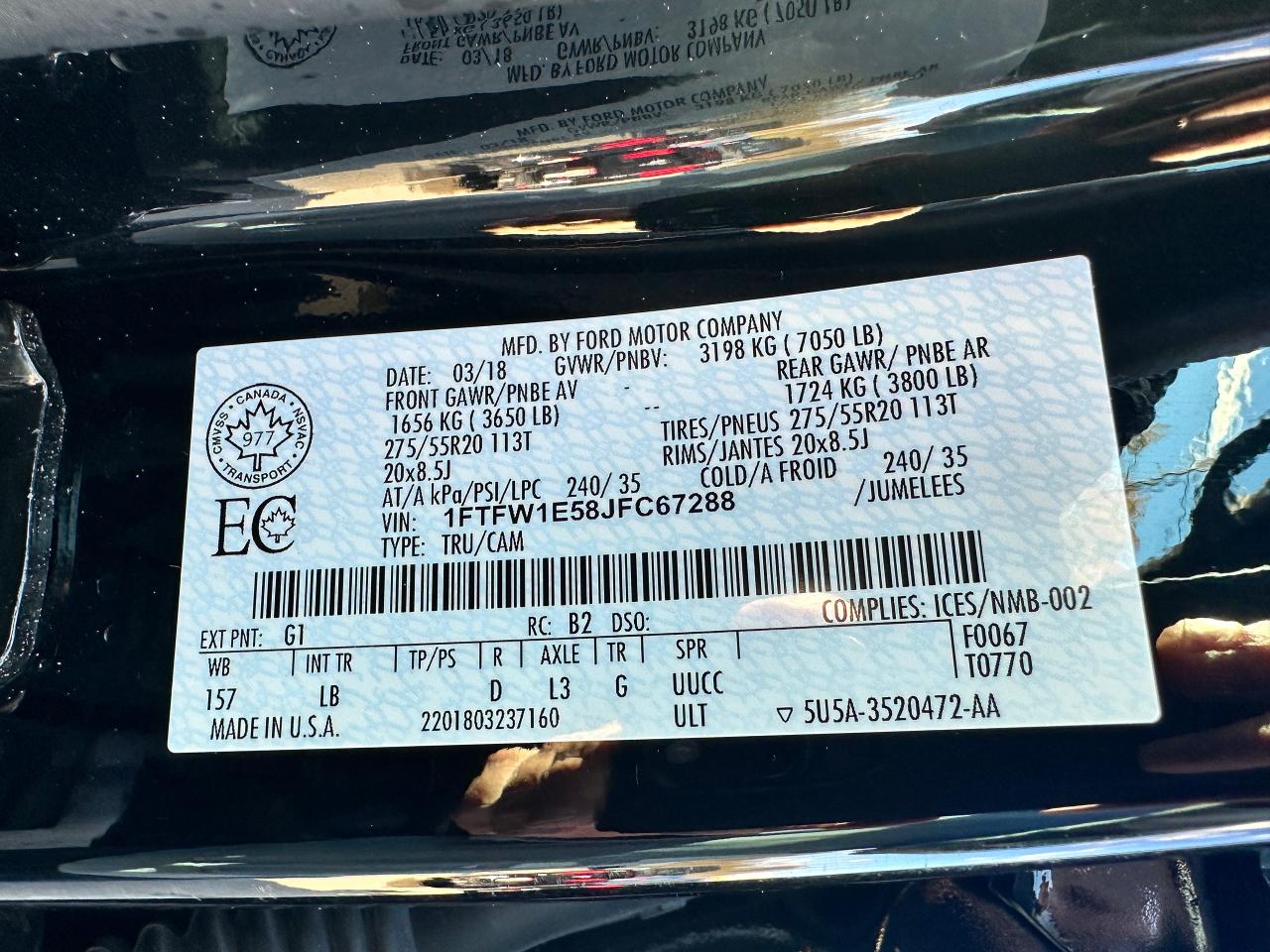 2018 Ford F-150 LARIAT Sport4x4 Crew HTD/CLD-LTHR Pano Roof NAV XM Photo