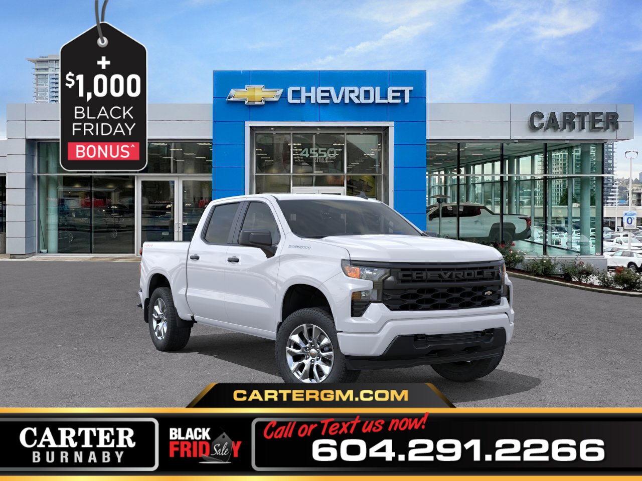 New 2026 Chevrolet Silverado 1500 CUSTOM 4WD | 2.7L TURBOMAX ENG/POWER SEAT/HD CAM for sale in Burnaby, BC