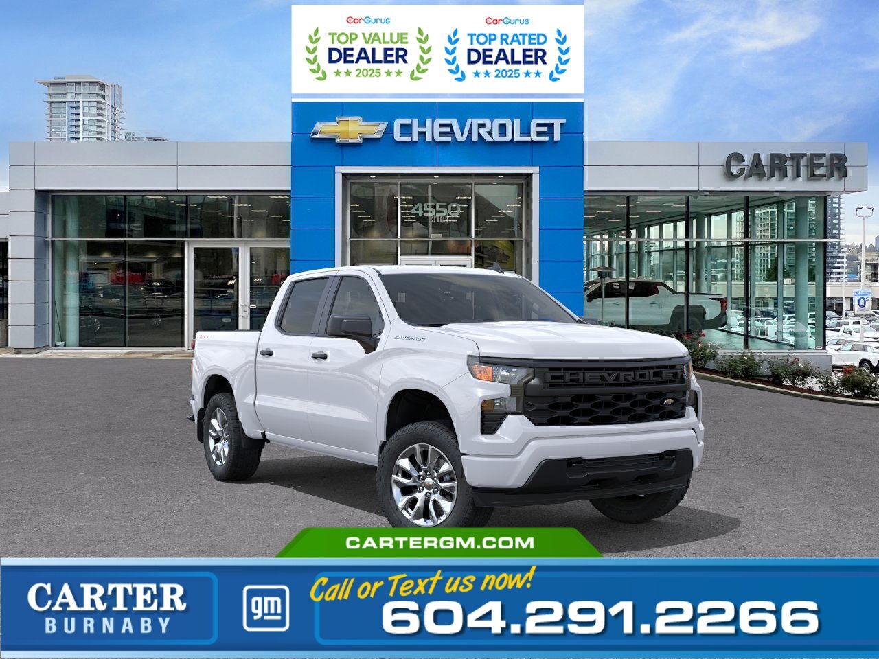 New 2026 Chevrolet Silverado 1500 CUSTOM 4WD | 2.7L TURBOMAX ENG/POWER SEAT/HD CAM for sale in Burnaby, BC