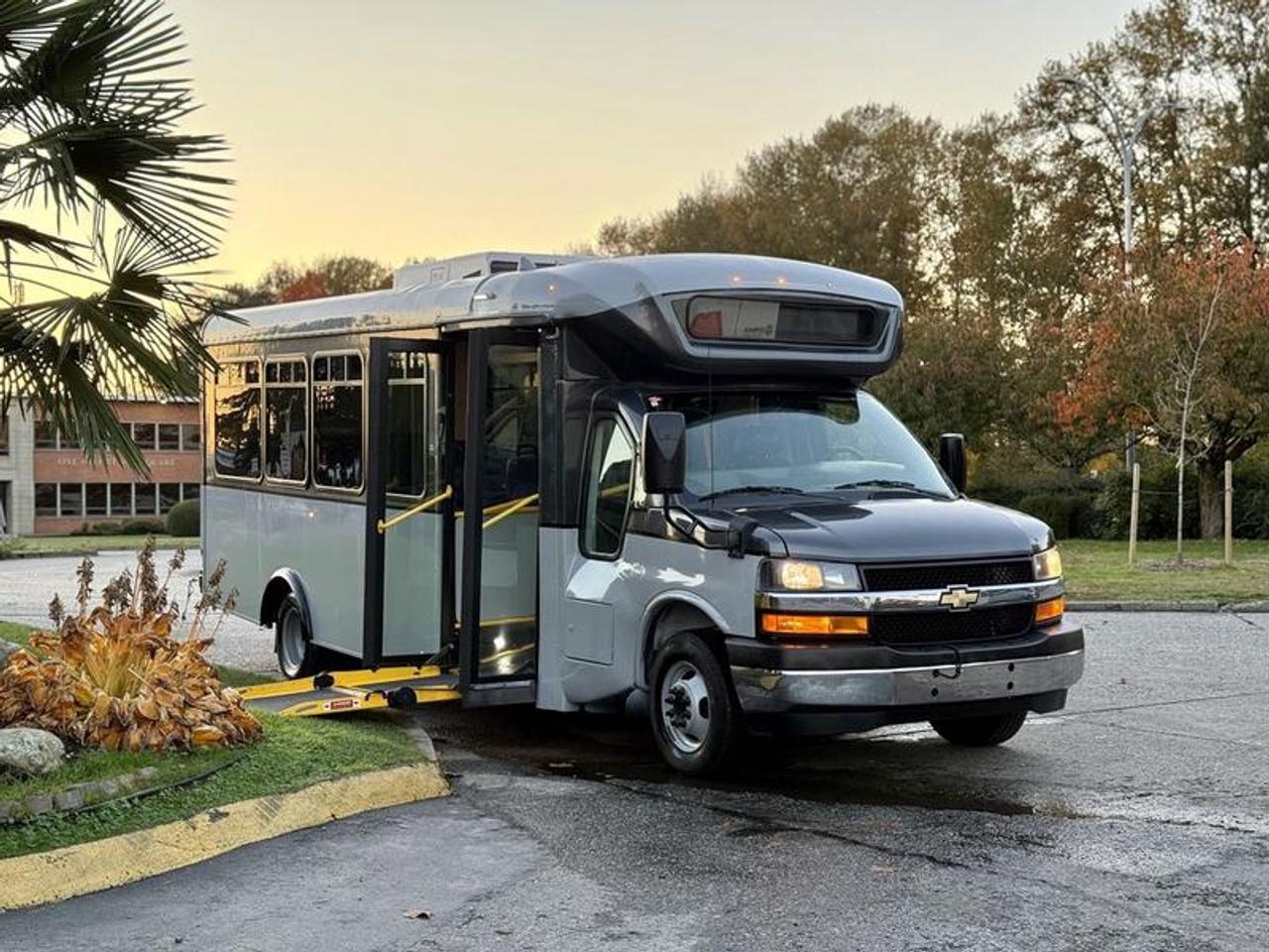 This 2019 Chevrolet Express 4500 passenger bus is equipped with a 6.0L V8 engine and rear-wheel drive, offering seating for 22 occupants including the driver. Designed with accessibility in mind, it includes a wheelchair ramp and a master body switch for interior controls. Additional features include air conditioning, AM/FM radio, and cruise control. With a GVWR of 6,441 kg (14,200 lbs) and overall dimensions of 203 long by 65 wide, this bus is a practical option for shuttle services, care homes, or group transport needs. This item is currently OFFSITE. You must register an appointment with our office to schedule an offsite viewing. Appointments must be made a minimum of one business day in advance (and as defined by the days that Repo.com is open for business) before your appointment can be scheduled and confirmed. We may, at our own discretion, instead opt to transport smaller items to Repo.coms main yard for viewing purposes.  $26,810.00 plus $375 processing fee, $27,185.00 total payment obligation before taxes.   Listing report, warranty, contract commitment cancellation fee, financing available on approved credit (some limitations and exceptions may apply). All above specifications and information is considered to be accurate but is not guaranteed and no opinion or advice is given as to whether this item should be purchased. We do not allow test drives due to theft, fraud, acts of vandalism and undetectable impaired driving. Instead we provide the following benefits: Complimentary Warranty (with options to extend), Limited Money Back Satisfaction Guarantee on Fully Completed Contracts, Contract Commitment Cancellation, and an Open-Ended Sell-Back Option. Ask seller for details or call 604-522-REPO(7376) to confirm listing availability.