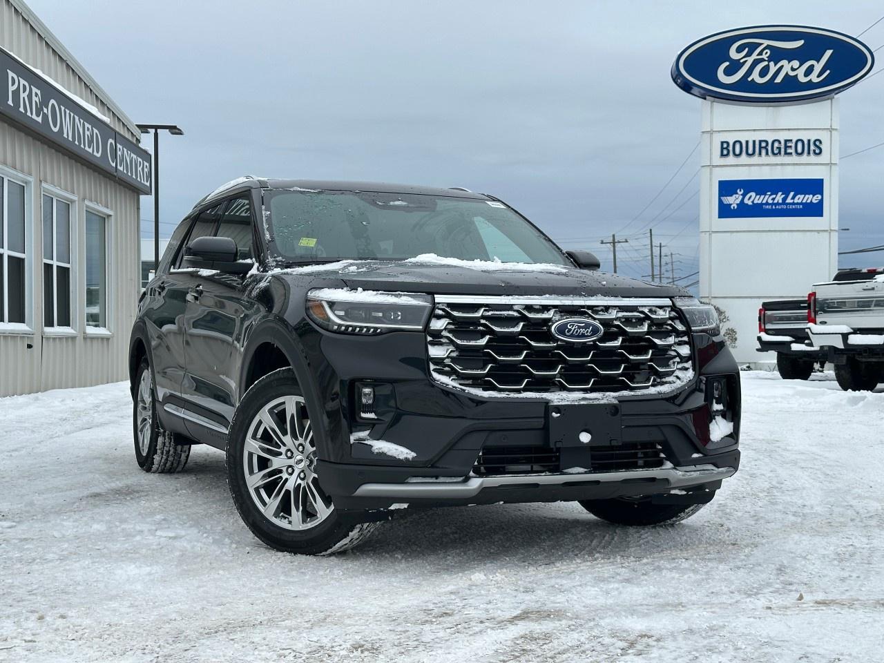 <p>The 2026 Ford Explorer Platinum 4WD in black is a powerful 4×4 SUV engineered to handle any Canadian terrain with ease. Equipped with a 2.3L 4-cylinder engine paired with an automatic transmission, it delivers a remarkable performance marked by control and smooth driving dynamics.</p><p>The striking black exterior is complemented by stylish alloy wheels and sleek lines, while the sophisticated maroon interior exudes luxury and comfort. Heated and cooled leather seats, a leather steering wheel, and maroon leather door trim inserts elevate the cabin experience, making every journey as comfortable as possible.</p><p>Advanced technology integrates seamlessly with your lifestyle through a comprehensive suite of features such as a navigation system, backup camera, Bluetooth connection, and smart device integration. Enjoy entertainment on the go with satellite radio and a premium sound system accessible via your fingertips. Driver assistance features include lane assist, adaptive cruise control, and parking sensors, providing an extra layer of safety and convenience.</p><p>Ideal for families or individuals looking for a blend of luxury, technology, and power, the 2026 Ford Explorer Platinum 4WD is the SUV that rises to every occasion. Contact our dealership today to schedule a test drive or receive more information on this exceptional vehicle.</p> <p><span style=color:rgb( 58 , 80 , 95 )>The discount shown on vehicle represents the </span><u>Cash Purchase</u><span style=color:rgb( 58 , 80 , 95 )> discount and is inclusive of all non-stackable and stackable cash purchase discounts from Ford of Canada and Bourgeois Motors Ltd. and is offered in lieu of sub-vented lease or finance rates. To get details on current discounts applicable to this and other vehicles in our inventory for Lease and Finance customer, see a member of our team. All offers for lease or finance are On Approved Credit (OAC).While every effort is made to ensure the accuracy of discounts and programs, programs are subject to change without notice </span><span style=color:rgb( 119 , 119 , 119 )>and may not be accurate or completely current. While every reasonable effort is made to ensure the accuracy of this data, we are not responsible for any errors or omissions contained on these pages.</span></p> <p><strong>Why Choose the Bourgeois Auto Group?</strong></p><p>For 80 years, Bourgeois Auto Group has been delivering exceptional automotive experiences. Our factor trained teams work to ensure you receive the shopping experience you deserve; whether you're looking for a new or new-to-you vehicle.</p><p>Shop 24/7 with our online showroom and chat service, ensuring convenience every step of the way. No hidden fees, full disclosure, and every pre-owned vehicle comes with a Carfax® report for peace of mind.</p><p>We offer a wide selection of pre-owned vehicles, all competitively priced using real-time market data. Get the best deal on your purchase and trade-in with our free Live Market Analysis report.</p><p>Looking to sell your car? We buy any make or modelno purchase required. Our simple to use online trade valuation tool will provide you with a clear, transparent selling experience whether you buy our car or not.</p><p>Backed by hundreds dedicated employees across 4 convenient locations, were here to meet all your automotive needs. Visit us in Midland or Parry Sound and explore our inventory or schedule your next service today.</p> <p><strong>Financing Your Next Vehicle with Bourgeois Motors Ford in Midland:</strong></p><p>At Bourgeois Motors Ford, we make financing your next vehicle simple and stress-free! Our team works with trusted lenders to find flexible options tailored to your budget. Drive away with confidenceapply today!</p><p>Take advantage of our online pre-qualification tool, backed by Equifax and TD Bank to find the payment that works for you. Simply <a href=https://www.bourgeoismotors.com/free-credit-check/ rel=nofollow><strong>CLICK HERE</strong></a><strong> </strong>to use our secure online credit tool with no impact to your credit.</p>