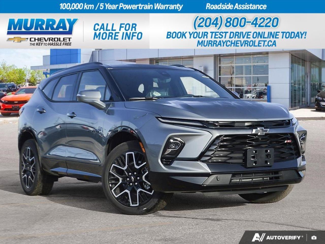 * SAFETY PLUS PACKAGE * * CONVENIENCE PLUS PACKAGE * * PANORAMIC ROOF *  Discover the perfect blend of performance and style with the 2026 Chevrolet Blazer RS in Sterling Grey Metallic, available now in Winnipeg. This sport utility vehicle is designed to impress with its advanced *Safety Plus Package*, offering enhanced features like HD Surround Vision and Adaptive Cruise Control to keep you and your passengers safe. The luxurious *Convenience Plus Package* ensures comfort with heated and ventilated seats, memory settings, and a power tilt and telescoping steering column. Allow the natural light to fill your journey through the expansive *Panoramic Roof*, adding an element of open-air freedom to every drive.  Under the hood, the Blazer RS boasts a robust 3.6L V6 engine, delivering 308 hp and 366 N-m of torque, equipped with Variable Valve Timing and Active Fuel Management for optimal performance. The 9-speed automatic transmission ensures a smooth and responsive ride, adapting seamlessly to your driving style.  With premium features such as all-wheel drive, a premium sound system, and an intuitive navigation system, the Blazer RS is built for those who crave both adventure and sophistication. Make every trip unforgettable with the 2026 Chevrolet Blazer RS, where innovation meets elegance.  Dealer Permit #1740