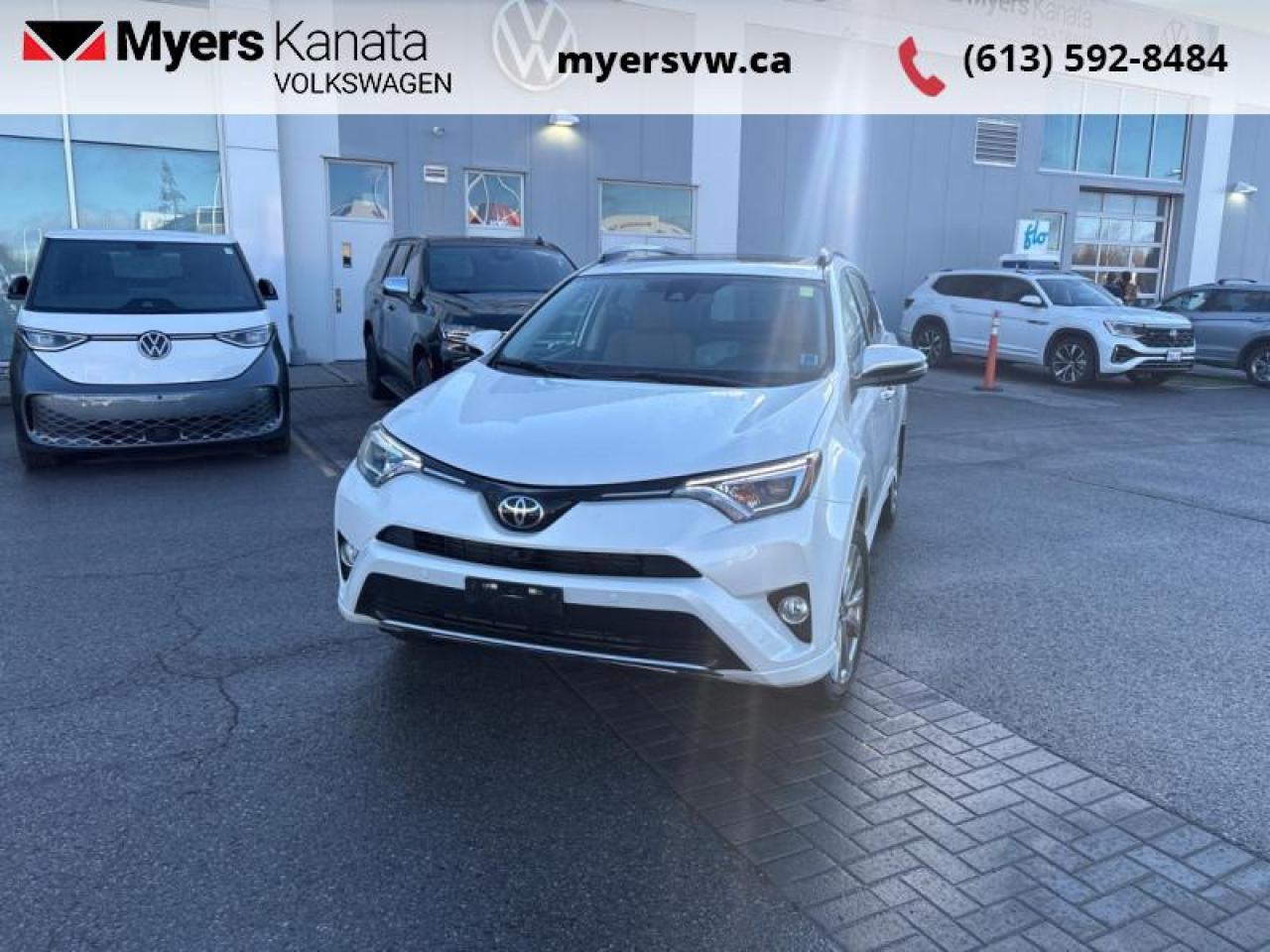 <b>Navigation,  Sunroof,  Leather Seats,  Rear View Camera,  Heated Seats!</b><br> <br>  Compare at $24700 - Our Price is just $23981! <br> <br>   Practical, comfortable and fiercely styled, the 2017 Toyota RAV4 is the top contender in the small crossover segment. This  2017 Toyota RAV4 is fresh on our lot in Kanata. <br> <br>The 2017 Toyota RAV4 is designed to help you make the most of every moment thanks to its responsive handling, striking sporty design, and a premium interior that features state-of-the art features. The dramatic and sporty exterior design will captivate you from headlamp to tail light. The spacious and versatile interior features premium materials and a long list of intuitive technologies for driver and passengers alike.This  SUV has 100,855 kms. Its  blizzard pearl in colour  . It has an automatic transmission and is powered by a  2.5L I4 16V MPFI DOHC engine.  <br> <br> Our RAV4s trim level is AWD Limited. With a full time all wheel drive, the roomy and convenient 2017 Toyota RAV4 AWD Limited will get you where you want to go, with ease. Standard options include upgraded stylish aluminum wheels, chrome exterior package, remote keyless entry with illuminated entry, distance pacing cruise control, power tailgate, integrated navigation, heated front power bucket seats, leather seats, dual zone front automatic air conditioning, power sunroof with sunshade, JBL synthesis 11 speaker stereo with a 7 inch display, SIRI Eyes-Free, Sirius XM satellite radio, voice recognition technology, Bluetooth and USB capability, selective service internet access, heated leather steering wheel, garage door transmitter, power windows front and rear, power door lock with auto-lock feature, power heated mirrors with turn signal indicators, front fog lamps, forward and rear collision alert, blind spot sensor, front and rear parking sensors, lane keeping assist, lane departure warning, back up camera, 360 degree car view camera array and an impressive amount of passenger safety airbags. This vehicle has been upgraded with the following features: Navigation,  Sunroof,  Leather Seats,  Rear View Camera,  Heated Seats,  Power Tailgate,  Bluetooth. <br> <br>To apply right now for financing use this link : <a href=https://www.myersvw.ca/en/form/new/financing-request-step-1/44 target=_blank>https://www.myersvw.ca/en/form/new/financing-request-step-1/44</a><br><br> <br/><br>Backed by Myers Exclusive NO Charge Engine/Transmission for life program lends itself for your peace of mind and you can buy with confidence. Call one of our experienced Sales Representatives today and book your very own test drive! Why buy from us? Move with the Myers Automotive Group since 1942! We take all trade-ins - Appraisers on site - Full safety inspection including e-testing and professional detailing prior delivery! <br><br>*LIFETIME ENGINE TRANSMISSION WARRANTY NOT AVAILABLE ON VEHICLES MARKED AS-IS, VEHICLES WITH KMS EXCEEDING 140,000KM, VEHICLES 8 YEARS & OLDER, OR HIGHLINE BRAND VEHICLES (eg.BMW, INFINITI, CADILLAC, LEXUS...). FINANCING OPTIONS NOT AVAILABLE ON VEHICLES MARKED AS-IS OR AS-TRADED.<br> Come by and check out our fleet of 30+ used cars and trucks and 60+ new cars and trucks for sale in Kanata.  o~o
