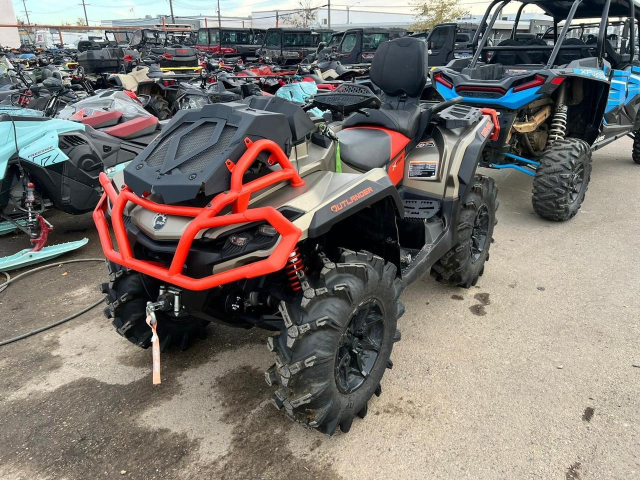 <p data-start=164 data-end=495>The 2023 Can-Am Outlander X MR 1000R is built for riders who demand maximum performance in the most extreme off-road conditions. Powered by a 91-horsepower Rotax&reg; 1000R V-Twin engine, this mud-ready beast delivers explosive torque and throttle response for powering through deep ruts, slick trails, and demanding terrain.</p><p data-start=164 data-end=495>&nbsp;</p><p data-start=497 data-end=866>Designed specifically for mud riding, the X MR 1000R features snorkeled engine and CVT intakes, 30-inch ITP Cryptid tires on 14-inch aluminum wheels, and the Smart-Lok&trade; front differential with Mud Mode for instant, automatic traction control. Its Tri-Mode Dynamic Power Steering (DPS) ensures confident handling even in heavy mud or uneven ground.</p><p data-start=497 data-end=866>&nbsp;</p><p data-start=868 data-end=1178>The FOX 1.5 Podium QS3 shocks, arched double A-arm suspension, and 13 inches of ground clearance provide outstanding comfort and control over rough terrain. A factory-installed 3,500-lb winch and heavy-duty front bumper come standard for recovery and protection when the trail gets tough.</p><p data-start=868 data-end=1178>&nbsp;</p><p data-start=1180 data-end=1323>With bold X MR styling and Can-Am&rsquo;s proven durability, the 2023 Outlander 1000R X MR is engineered to take mud performance to the next level.</p><p data-start=0 data-end=144>&nbsp;</p><p data-start=1325 data-end=1416>Contact us today to learn more about financing, trade-ins, or delivery across Canada!</p>