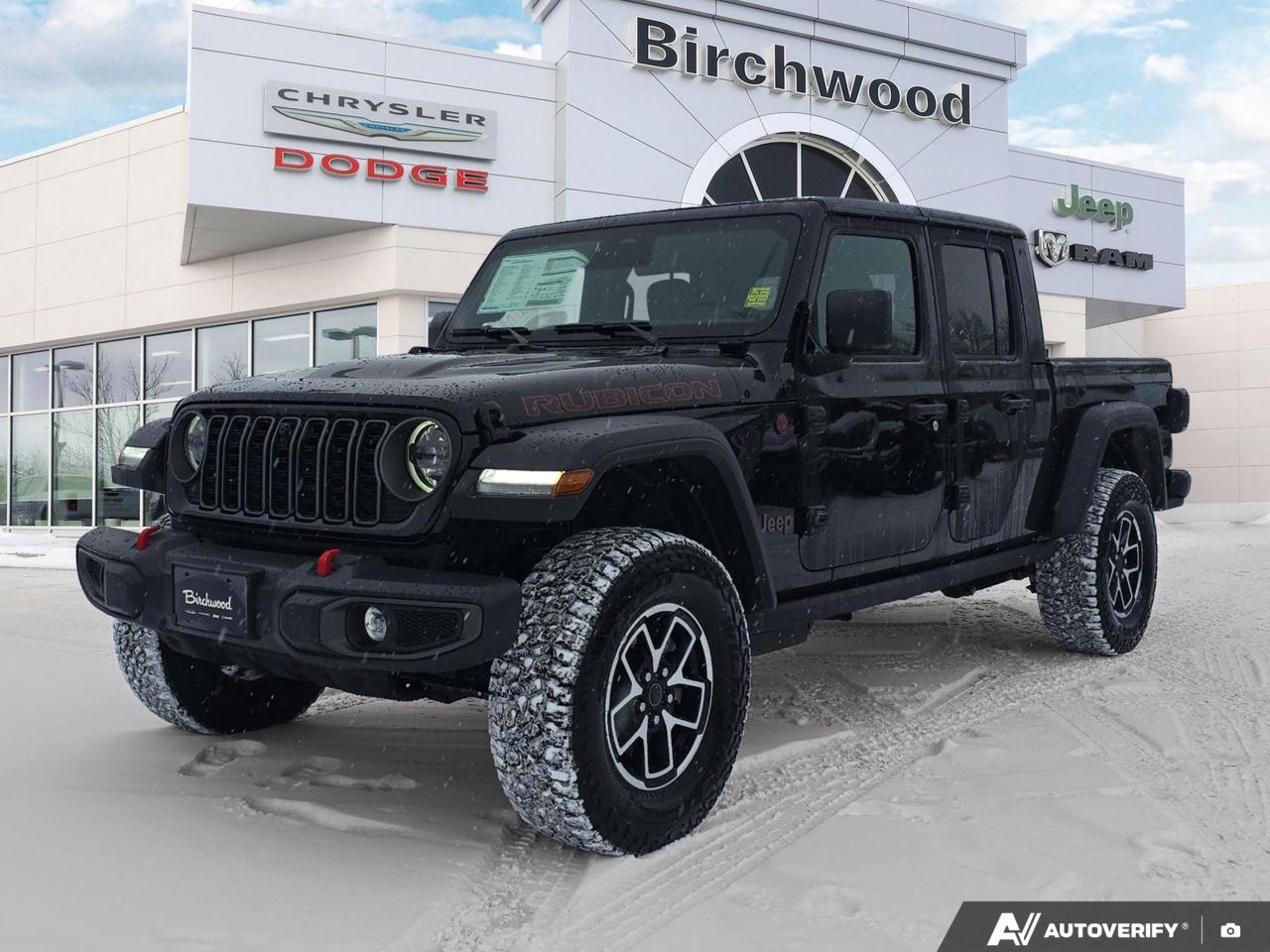 4:1 RockTrac heavyduty parttime 4WD system
4.10 rear axle ratio
Dana M210 wide front axle
Dana M220 wide rear axle
ELocker rear axle
Electronic front disconnecting sway bar
Fuel tank skid plate shield
Transfer case skid plate shield
Transmission skid plate
Underbody skid plate
Rock protection sill rails
Advanced multistage front air bags
Supplemental front seatmounted side air bags
Supplemental side air bags
Adaptive Cruise Control with Stop
Experience the future of off-road adventure with the 2026 Jeep Gladiator Rubicon! This cutting-edge truck combines rugged capability with modern technology, offering an unparalleled driving experience for the most demanding enthusiasts.

- Advanced 4WD system with selectable front and rear locking differentials
- Removable hard top and doors for open-air freedom
- 12.3 Uconnect 5W display with wireless Apple CarPlay and Android Auto
- Adaptive Cruise Control with Stop & Go functionality
- Off-road focused 17 wheels with all-terrain tires
- 4G LTE Wi-Fi hotspot for constant connectivity
- Collision Mitigation system for enhanced safety

Ready to conquer any terrain? Reserve your 2026 Jeep Gladiator Rubicon today at Birchwood Chrysler Dodge Jeep Ram. Contact us to schedule a personalized consultation and be among the first to experience this revolutionary off-road machine when it arrives.
Birchwood Chrysler Dodge is your choice for New Chrysler, Dodge, Jeep, RAM vehicles in Winnipeg. 
 
With us, Experience is Everything. Complete as much or as little of your purchase online as you like. All pricing you see is what you pay. No hidden fees. All new vehicle special offers and discounts are already calculated in the pricing. On our website you can choose payment options and terms knowing these are transparent and accurate.

Start your purchase online to build your exact pricing to your specifics like how much money down, vehicle trade and any accessories or added optional protection that suits your needs.

Any questions let us know by calling (204) 774-4444, wed love to send you a video to clarify any questions about a vehicle!

Visit us in store at 90-3965 Portage Ave in the Birchwood Autopark.

Dealer permit #5686
Dealer permit #5686