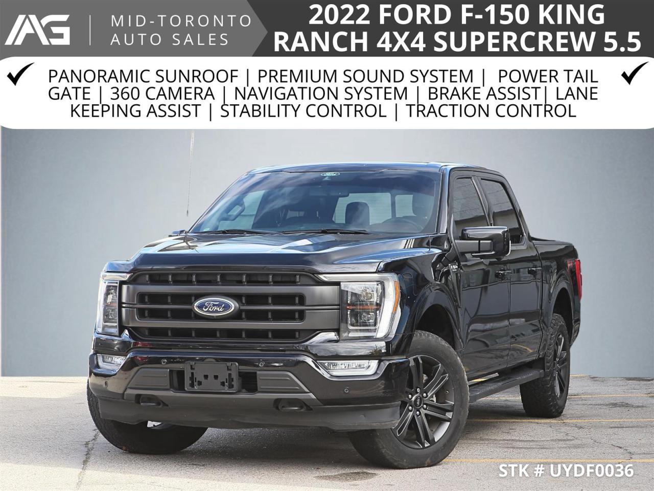 Used 2022 Ford F-150 King Ranch Lariat 4X4 SuperCrew 5.5-ft. Panoramic Roof| FX4 | 360 Camera | Power Lift Gate| 20'' Whls for sale in North York, ON