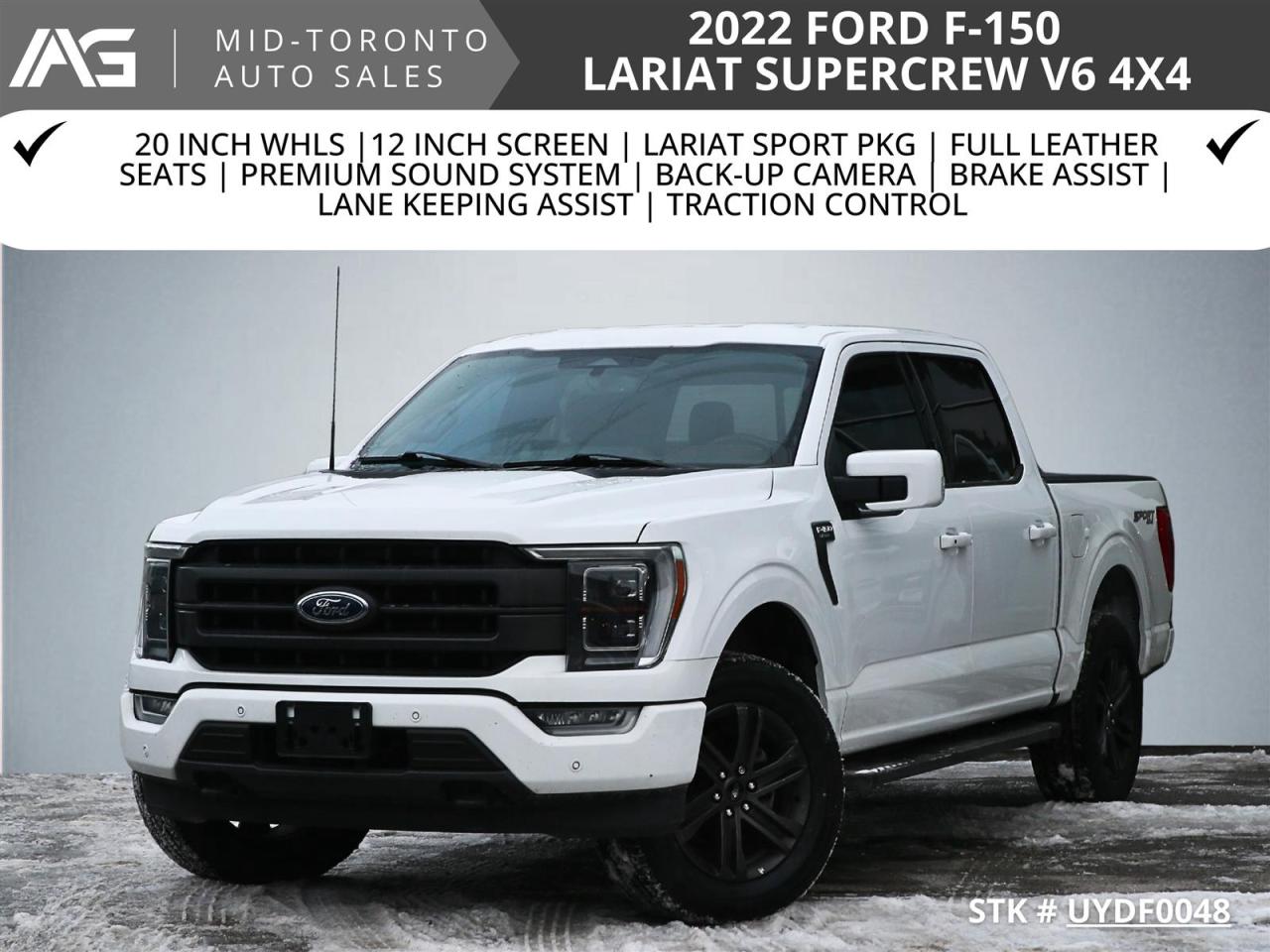 Used 2022 Ford F-150 Lariat SuperCrew V6 4X4 Panoramic Roof | 20 inch Whls |12 inch Screen | Lariat Sport Pkg | Full Leather Seats for sale in North York, ON