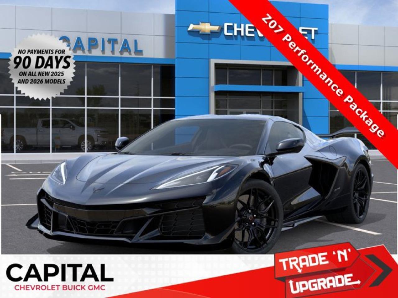 This Chevrolet Corvette delivers a Gas V8 5.5L/ engine powering this Automatic transmission. Z07 PERFORMANCE PACKAGE includes (J57) 4-wheel antilock, 4-wheel disc, carbon ceramic brakes, (J6D) Dark Grey Metallic-painted calipers, (FE7) Z07 suspension with Magnetic Selective Ride Control and (XFS) 275/30ZR20 front and 345/25ZR21 rear Michelin Pilot Sport Cup 2 R ultra performance tires, WHEELS, 20 X 10 (50.8 CM X 25.4 CM) FRONT AND 21 X 13 (53.3 CM X 33 CM) REAR SPIDER DESIGN, BLACK FORGED ALUMINUM, TRANSMISSION, 8-SPEED DUAL CLUTCH, INCLUDES MANUAL AND AUTO MODES (STD).*This Chevrolet Corvette Comes Equipped with These Options *STEALTH INTERIOR TRIM PACKAGE dark finish aluminum trim, BATTERY PROTECTION PACKAGE , LPO, FRONT RADIATOR GRILLE SCREENS Genuine Corvette Accessory, LPO, DARK STEALTH CROSSED FLAGS EMBLEMS, FRONT AND REAR Genuine Corvette Accessory, FRONT LIFT ADJUSTABLE HEIGHT WITH MEMORY includes (TR7) automatic headlamp levelling system, EXHAUST TIPS, BLACK, ENGINE, 5.5L V8 DI, HIGH-OUTPUT Variable Valve Timing (VVT), (670 hp [499.6 kW] @ 8400 rpm, 460 lb-ft of torque [623.8 N-m] @ 6300 rpm) (STD), 3LZ PREFERRED EQUIPMENT GROUP includes standard equipment, Wireless Phone Charging 2 wireless charging pads for phone or portable devices, located on centre console and between seatbacks, Wireless Apple CarPlay/Wireless Android Auto.* Visit Us Today *Come in for a quick visit at Capital Chevrolet Buick GMC Inc., 13103 Lake Fraser Drive SE, Calgary, AB T2J 3H5 to claim your Chevrolet Corvette!