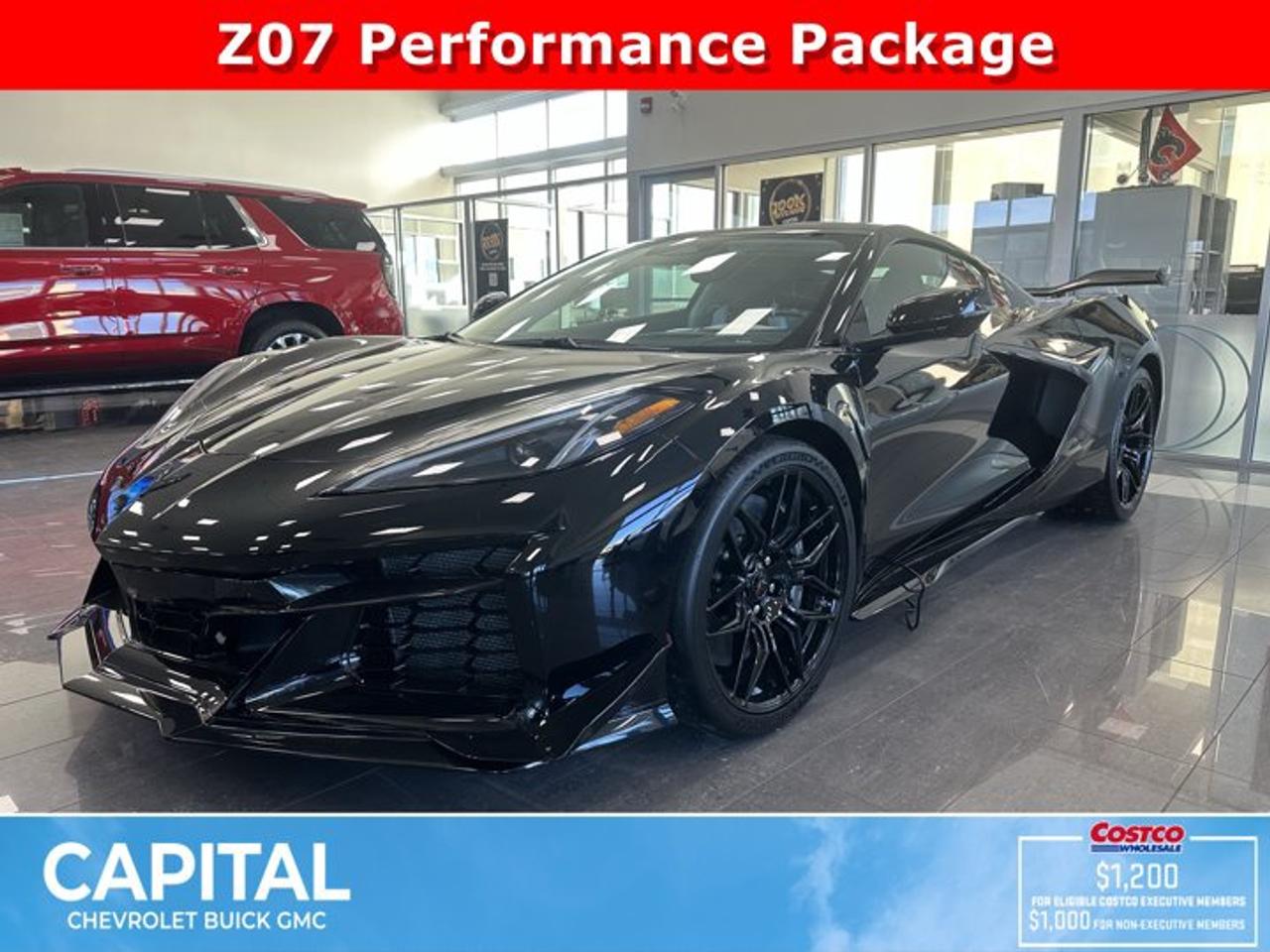 This Chevrolet Corvette delivers a Gas V8 5.5L/ engine powering this Automatic transmission. Z07 PERFORMANCE PACKAGE includes (J57) 4-wheel antilock, 4-wheel disc, carbon ceramic brakes, (J6D) Dark Grey Metallic-painted calipers, (FE7) Z07 suspension with Magnetic Selective Ride Control and (XFS) 275/30ZR20 front and 345/25ZR21 rear Michelin Pilot Sport Cup 2 R ultra performance tires, WHEELS, 20 X 10 (50.8 CM X 25.4 CM) FRONT AND 21 X 13 (53.3 CM X 33 CM) REAR SPIDER DESIGN, BLACK FORGED ALUMINUM, TRANSMISSION, 8-SPEED DUAL CLUTCH, INCLUDES MANUAL AND AUTO MODES (STD).*This Chevrolet Corvette Comes Equipped with These Options *STEALTH INTERIOR TRIM PACKAGE dark finish aluminum trim, BATTERY PROTECTION PACKAGE , LPO, FRONT RADIATOR GRILLE SCREENS Genuine Corvette Accessory, LPO, DARK STEALTH CROSSED FLAGS EMBLEMS, FRONT AND REAR Genuine Corvette Accessory, FRONT LIFT ADJUSTABLE HEIGHT WITH MEMORY includes (TR7) automatic headlamp levelling system, EXHAUST TIPS, BLACK, ENGINE, 5.5L V8 DI, HIGH-OUTPUT Variable Valve Timing (VVT), (670 hp [499.6 kW] @ 8400 rpm, 460 lb-ft of torque [623.8 N-m] @ 6300 rpm) (STD), 3LZ PREFERRED EQUIPMENT GROUP includes standard equipment, Wireless Phone Charging 2 wireless charging pads for phone or portable devices, located on centre console and between seatbacks, Wireless Apple CarPlay/Wireless Android Auto.* Visit Us Today *Come in for a quick visit at Capital Chevrolet Buick GMC Inc., 13103 Lake Fraser Drive SE, Calgary, AB T2J 3H5 to claim your Chevrolet Corvette!