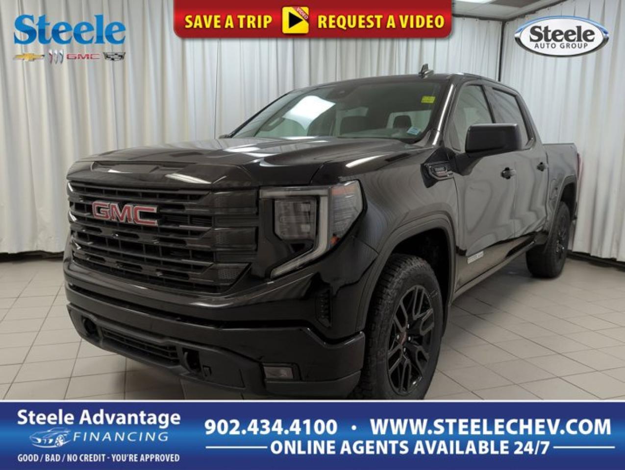Our diesel-powered 2026 GMC Sierra 1500 Elevation Crew Cab 4X4 is ready to rise up and take on your next challenge in Onyx Black! Motivated by a TurboCharged 3.0 Litre DuraMax Diesel 6 Cylinder serving up 305hp and 495lb-ft of torque to a 10 Speed Automatic transmission. A high-capacity suspension and locking rear differential are onboard for extra capability, and this Four Wheel Drive truck returns approximately 8.1L/100km on the highway. A sophisticated monochrome exterior leads the way for Sierra style, complemented by LED lighting, fog lamps, body-color bumpers, 20-inch wheels, a MultiPro tailgate, and cargo-bed lighting. Functional and stylish details surround you in our Elevation cabin. Highlights include heated cloth front seats, 10-way power for the driver, a heated-wrapped steering wheel, dual-zone automatic climate control, remote start, and 12V/120V outlets. Our Sierra also helps meet your needs for smart technology with a 12.3-inch driver display, 13.4-inch touchscreen, Google Built-in, wireless Apple CarPlay?/Android Auto?, Bluetooth?, WiFi compatibility, and six-speaker audio. Safer days come into view with GMCs automatic braking, lane-keeping assistance, lane departure warning, forward collision warning, rearview camera, pedestrian detection, tire pressure monitoring, hill-start assist, and more. Crafted to exceed expectations, our Sierra 1500 Elevation is an excellent choice! Save this Page and Call for Availability. We Know You Will Enjoy Your Test Drive Towards Ownership! Metros Premier Credit Specialist Team Good/Bad/New Credit? Divorce? Self-Employed?