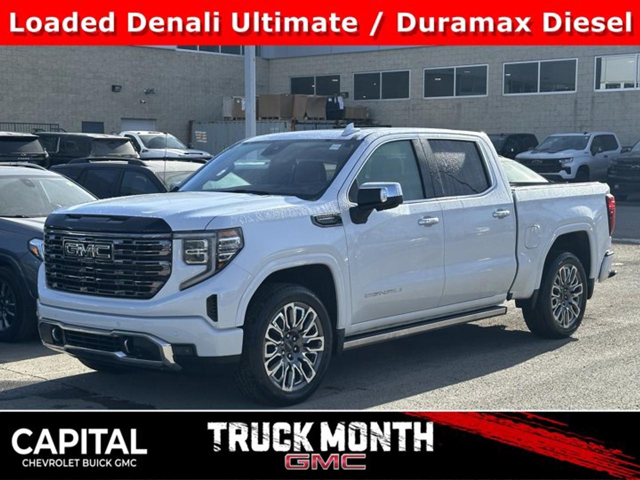 This GMC Sierra 1500 delivers a Turbocharged Diesel I6 3.0L/183 engine powering this Automatic transmission. TRANSMISSION, 10-SPEED AUTOMATIC WITH ELECTRONIC PRECISION SHIFT, ELECTRONICALLY CONTROLLED with overdrive, tow/haul mode and steering column paddle shifters. Includes Cruise Grade Braking and Powertrain Grade Braking, REAR AXLE, 3.23 RATIO, PREMIUM FLOOR LINERS WITH REMOVABLE CARPET INSERT, FRONT.*This GMC Sierra 1500 Comes Equipped with These Options *LPO, BODY COLOUR WHEEL ARCH MOULDINGS (dealer-installed), GVWR, 7200 LBS. (3266 KG), GLACIER WHITE TRICOAT, ENGINE, DURAMAX 3.0L TURBO-DIESEL I6 (305 hp [227 kW] @ 3750 rpm, 495 lb-ft of torque [671 Nm] @ 2750 rpm) (Includes (KW5) 220-amp alternator and (K05) engine block heater.), DENALI ULTIMATE PREFERRED EQUIPMENT GROUP includes standard equipment, 3 YEARS SIRIUSXM, Wireless, Apple CarPlay / Wireless Android Auto, Wireless Charging, Wipers, front rain-sensing, Windows, power rear, express down.* Visit Us Today *A short visit to Capital Chevrolet Buick GMC Inc. located at 13103 Lake Fraser Drive SE, Calgary, AB T2J 3H5 can get you a dependable Sierra 1500 today!