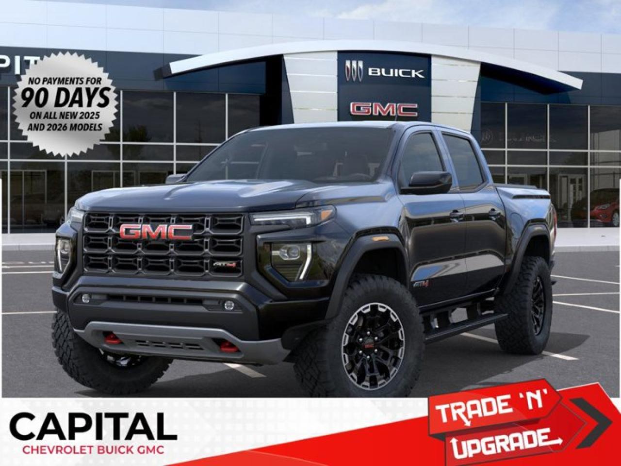 This GMC Canyon boasts a Turbocharged Gas I4 2.7L/ engine powering this Automatic transmission. TRANSMISSION, 8-SPEED AUTOMATIC, 8L80 (STD), REAR AXLE, 3.42 RATIO, ONYX BLACK.*This GMC Canyon Comes Equipped with These Options *LPO, PREMIER SOFT ROLL-UP TRUCK BED COVER BY REALTRUCK ADVANTAGE (dealer-installed), LPO, BLACK ASSIST STEP (dealer-installed), ENGINE, TURBOMAX (310 hp [231 kW] @ 5600 rpm, 430 lb-ft of torque [583 Nm] @ 3000 rpm) (STD), ENGINE BLOCK HEATER, AT4 PREFERRED EQUIPMENT GROUP includes standard equipment, 3 YEARS SIRIUSXM, Wireless Apple CarPlay/Wireless Android Auto, Windows, remote Express-Down, all windows, Windows, power with driver Express-Up and Down, Windows, power rear, express down.* Stop By Today *Youve earned this- stop by Capital Chevrolet Buick GMC Inc. located at 13103 Lake Fraser Drive SE, Calgary, AB T2J 3H5 to make this car yours today!
