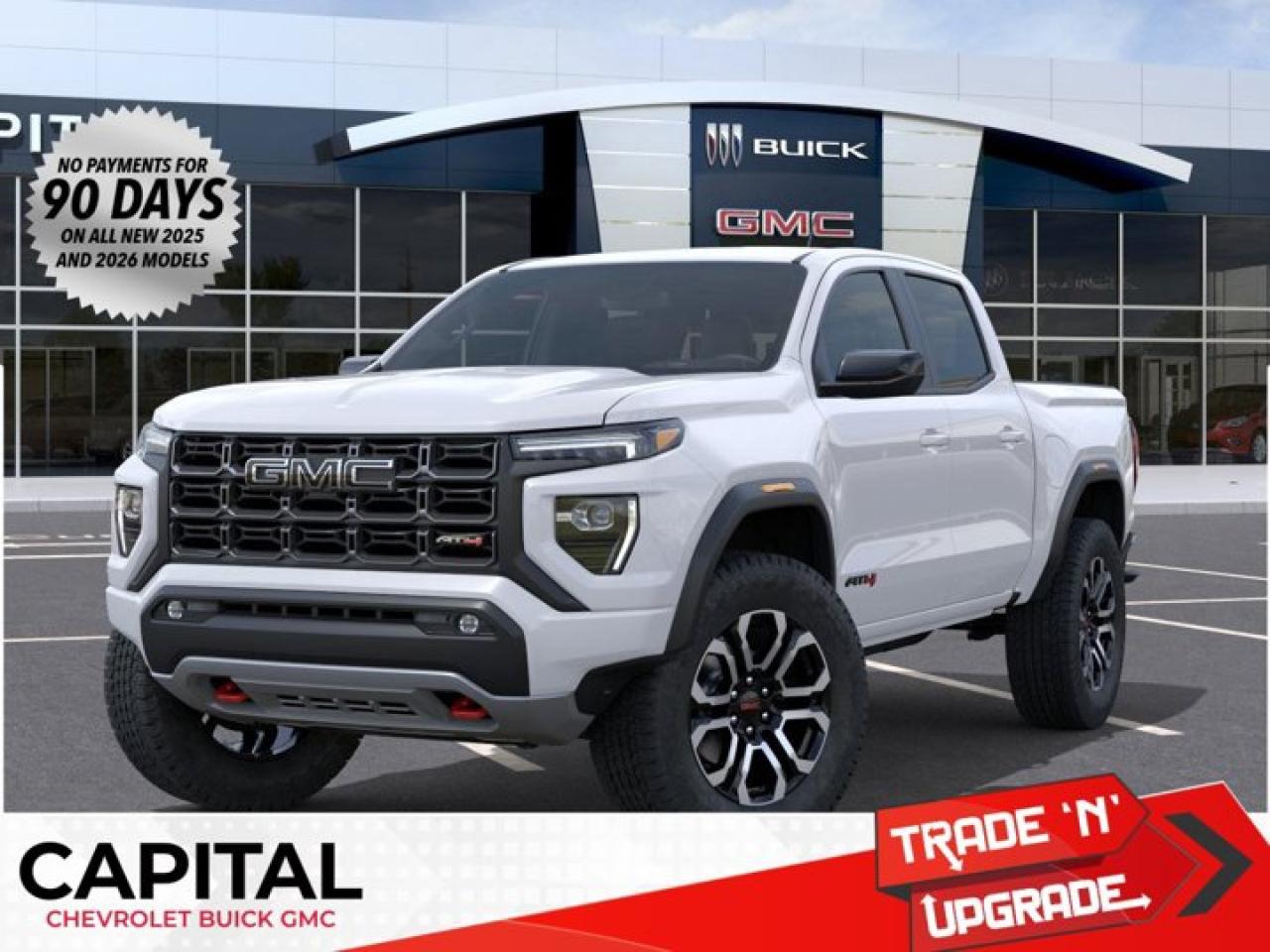This GMC Canyon delivers a Turbocharged Gas I4 2.7L/ engine powering this Automatic transmission. TRANSMISSION, 8-SPEED AUTOMATIC, 8L80 (STD), SUMMIT WHITE, REAR AXLE, 3.42 RATIO.* This GMC Canyon Features the Following Options *LPO, BLACK BADGES (dealer-installed), ENGINE, TURBOMAX (310 hp [231 kW] @ 5600 rpm, 430 lb-ft of torque [583 Nm] @ 3000 rpm) (STD), ENGINE BLOCK HEATER, AT4 PREFERRED EQUIPMENT GROUP includes standard equipment, 3 YEARS SIRIUSXM, Wireless Apple CarPlay/Wireless Android Auto, Windows, remote Express-Down, all windows, Windows, power with driver Express-Up and Down, Windows, power rear, express down, Window, rear-sliding, manual.* Stop By Today *Come in for a quick visit at Capital Chevrolet Buick GMC Inc., 13103 Lake Fraser Drive SE, Calgary, AB T2J 3H5 to claim your GMC Canyon!