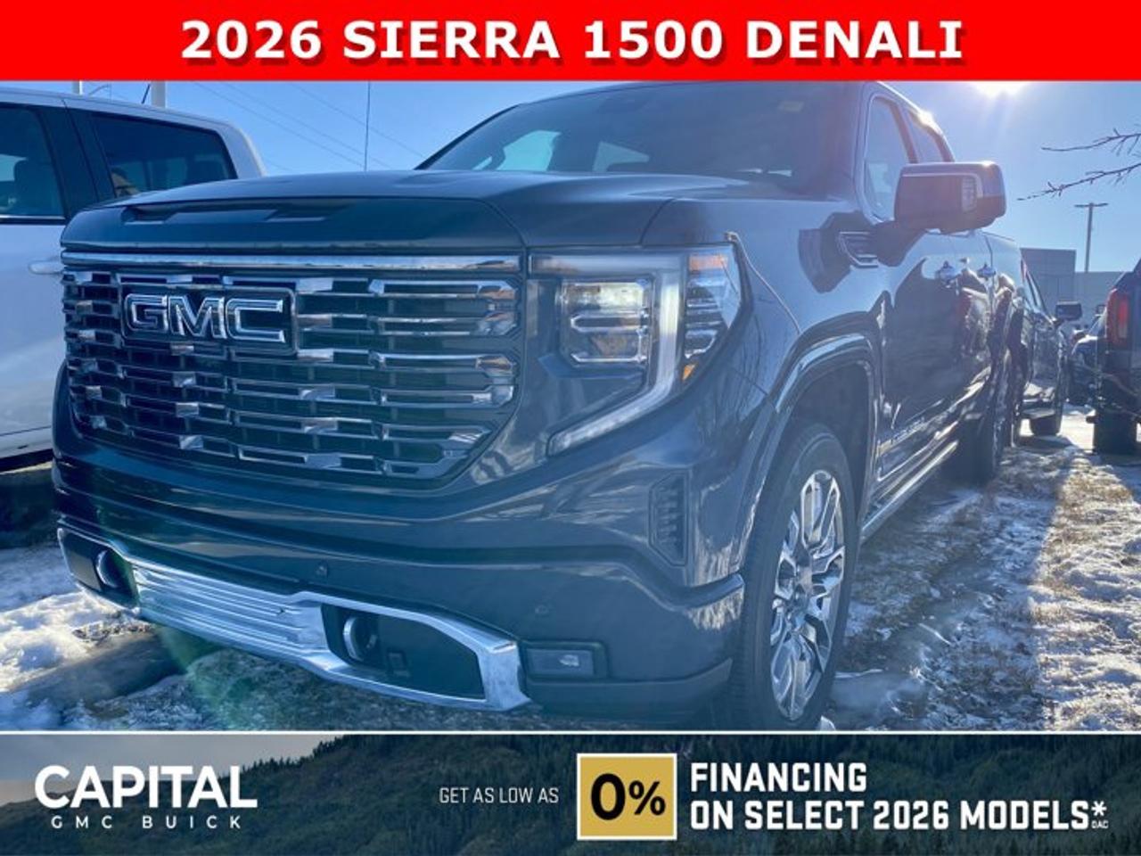 CHECK OUT THIS 2026 Limited Production DENALI ULTIMATE Sierra 1500 with the 6.2L Engine. Equipped with 16-way power front seats including MASSAGE feature, Handsfree Super Cruise, Bose Premium Stereo, the EXCLUSIVE Luxury Alpine Umber Interior, 22 Aluminum, Midnight with Chrome Inserts wheels, power-retractable assist steps with perimeter lighting, Power sunroof, Advanced Technology package, adaptive cruise, rear camera mirror, heads-up display, VADER CHROME and much much more!Ask for the Internet Department for more information or book your test drive today! Text 507-585-4395 for fast answers at your fingertips!AMVIC Licensed Dealer - Licence Number B1044900