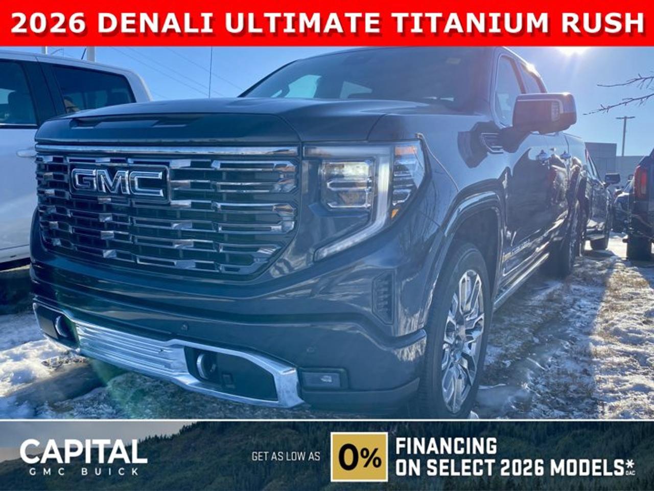 CHECK OUT THIS 2026 Limited Production DENALI ULTIMATE Sierra 1500 with the 6.2L Engine. Equipped with 16-way power front seats including MASSAGE feature, Handsfree Super Cruise, Bose Premium Stereo, the EXCLUSIVE Luxury Alpine Umber Interior, 22 Aluminum, Midnight with Chrome Inserts wheels, power-retractable assist steps with perimeter lighting, Power sunroof, Advanced Technology package, adaptive cruise, rear camera mirror, heads-up display, VADER CHROME and much much more!Ask for the Internet Department for more information or book your test drive today! Text 507-585-4395 for fast answers at your fingertips!AMVIC Licensed Dealer - Licence Number B1044900