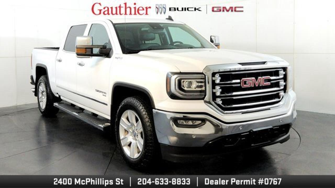 The 2018 GMC Sierra 1500 SLT work-and-lifestyle truck brings a pleasing blend of robustness and refinement with features like a 5.3-L V8 engine (with 355 hp and 383 lb-ft of torque) and 6-speed automatic transmission for capable towing and performance. Inside, the SLT adds luxury touches such as leather-trimmed seats with heating, dual-zone automatic climate control, power-adjustable pedals and driver-memory seating. On the tech and convenience front, it features Apple CarPlay/Android Auto compatibility, parking sensors, remote start and an IntelliLink touchscreen interface to keep both work tasks and daily driving well supported.
