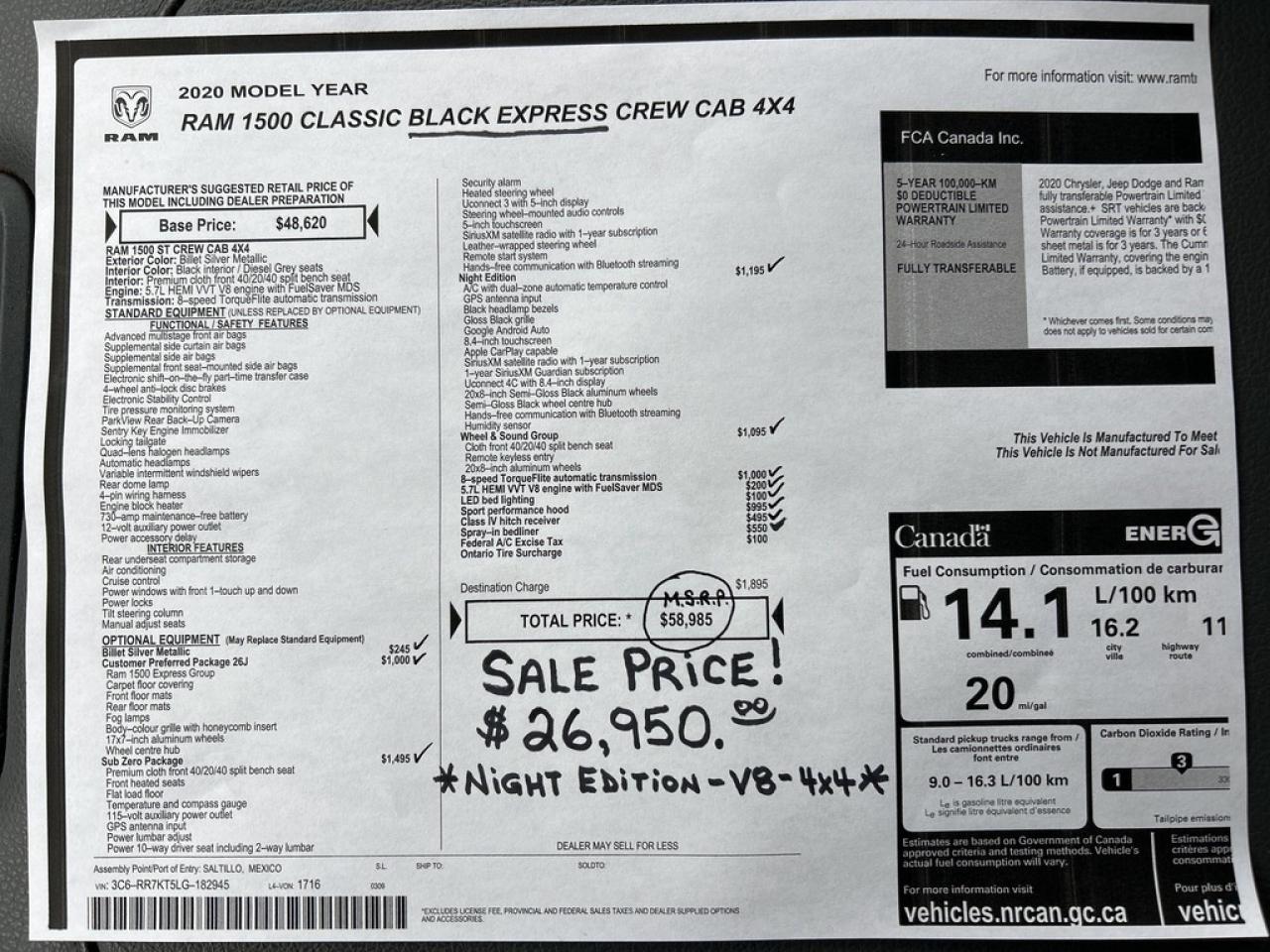 2020 RAM 1500 Classic Express Night Edition  Crew  V8 Photo