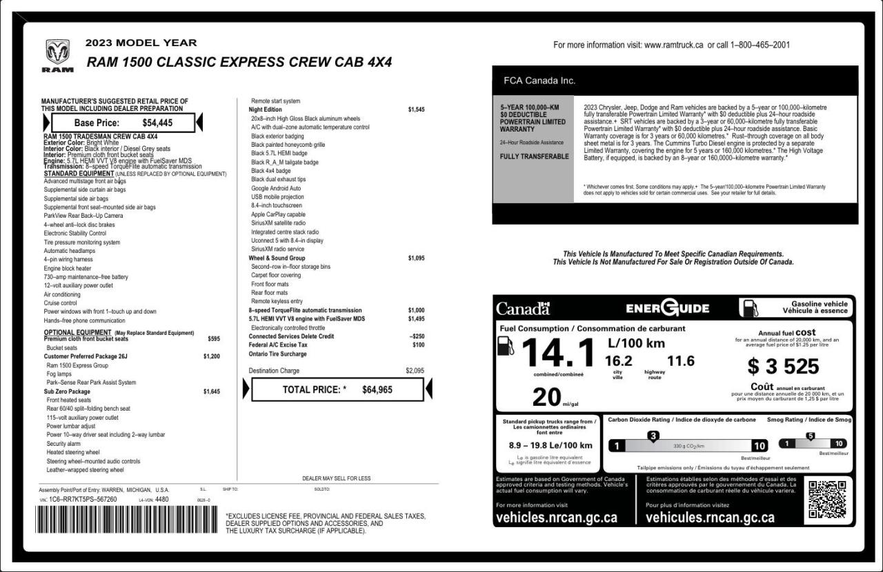 2023 RAM 1500 Classic EXPRESS CREW CAB 4X4 | 5.7 HEMI V8 | NIGHT PKG | SUBZERO PKG | SOUND PKG Photo