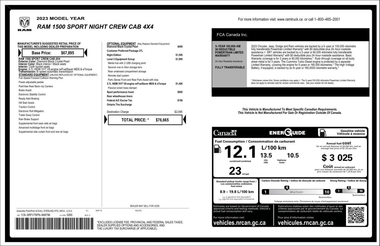 2023 RAM 1500 CREW 5.7L | SPORT LEVEL 2 | LEATHER | NIGHT EDITION | Photo