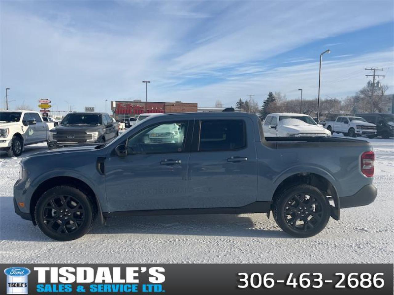 <b>502A Equipment Group, Heated Seats, 19 inch Aluminium Wheels, Tow Package, Black Appearance Package!</b><br> <br> <br> <br>Check out the large selection of new Fords at Tisdales today!<br> <br>  The 2026 Ford Maverick turns heads with its confident presence, smart design and ready-for-anything attitude. <br> <br>The 2026 Ford Maverick balances the utility of a pickup with the size and maneuverability tailored for daily use and light-duty tasks. Inside, the cabin features thoughtful materials, simple modern tech and seating designed to support every passenger comfortably. With its versatile footprint, confident styling and Fords reputation for dependability, the Maverick stands out as a smart choice for lifestyle-driven truck buyers.<br> <br> This Azure Grey Metallic Tri-coat Crew Cab 4X4 pickup   has an Automatic transmission and is powered by a  250HP 2.0L 4 Cylinder Engine.<br> <br> Our Mavericks trim level is Lariat. This advanced hybrid pickup truck blends capability, efficiency, and premium technology, offering all-wheel drive, Class I towing with trailer sway control, spray-in bed liner, integrated storage, and a 1,400 kg maximum payload for confident hauling and utility. Inside, ActiveX heated front bucket seats with power lumbar, a heated leatherette steering wheel, voice-activated dual-zone automatic climate control, and a 13.2 SYNC 4 display with B&O sound, wireless Apple CarPlay/Android Auto, SiriusXM Traffic, connected navigation, 5G Wi-Fi hotspot, and keyfob remote start create a connected and comfortable cabin. Safety is exceptional with Ford Co-Pilot360 technologies including blind-spot assist, lane centering and lane-keeping aid, adaptive cruise with stop-and-go, aerial view and multiple cameras, reverse brake assist, pre-collision assist with automatic emergency braking and intersection support, front cross-traffic mitigation, front/rear parking sensors, Safety Canopy airbags, and electronic stability control with roll stability management. This vehicle has been upgraded with the following features: 502A Equipment Group, Heated Seats, 19 inch Aluminium Wheels, Tow Package, Black Appearance Package. <br><br> View the original window sticker for this vehicle with this url <b><a href=http://www.windowsticker.forddirect.com/windowsticker.pdf?vin=3FTTW8SA2TRA09237 target=_blank>http://www.windowsticker.forddirect.com/windowsticker.pdf?vin=3FTTW8SA2TRA09237</a></b>.<br> <br>To apply right now for financing use this link: <a href=http://www.tisdales.com/shopping-tools/apply-for-credit.html target=_blank>http://www.tisdales.com/shopping-tools/apply-for-credit.html</a><br><br> <br/>    5.49% financing for 84 months. <br> Buy this vehicle now for the lowest bi-weekly payment of <b>$345.01</b> with $0 down for 84 months @ 5.49% APR O.A.C. ( Plus applicable taxes -  $699 administration fee included in sale price.   ).  Incentives expire 2026-02-02.  See dealer for details. <br> <br>Tisdales is not your standard dealership. Sales consultants are available to discuss what vehicle would best suit the customer and their lifestyle, and if a certain vehicle isnt readily available on the lot, one will be brought in. o~o