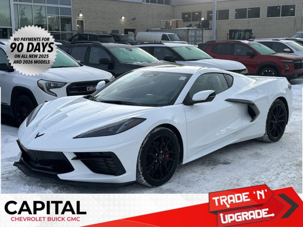 This Chevrolet Corvette boasts a Gas V8 6.2L/ engine powering this Automatic transmission. WHEELS, 19 X 8.5 (48.3 CM X 21.6 CM) FRONT AND 20 X 11 (50.8 CM X 27.9 CM) REAR 20-SPOKE GLOSS BLACK FORGED ALUMINUM, TRANSMISSION, 8-SPEED DUAL CLUTCH, INCLUDES MANUAL AND AUTO MODES (STD), SEATS, GT1 BUCKET (STD).* This Chevrolet Corvette Features the Following Options *BATTERY PROTECTION PACKAGE , SEAT BELT COLOUR, TORCH RED, LPO, DARK STEALTH CROSSED FLAGS EMBLEM, FRONT Genuine Corvette Accessory, LPO, CUSTOM SPLASH GUARDS, BLACK Genuine Corvette Accessory, LOW-PROFILE REAR SPOILER AND FRONT SPLITTER, EXHAUST, PERFORMANCE aggressive exhaust sound varies with driver mode selected, with stainless-steel tips (5 hp and torque increase., ENGINE, 6.2L V8 DI, HIGH-OUTPUT Variable Valve Timing (VVT), Active Fuel Management (AFM) (490 hp [365.4 kW] @ 6450 rpm, 465 lb-ft of torque [627.8 N-m] @ 5150 rpm) (STD), CALIPERS, BRIGHT RED-PAINTED, 1LT PREFERRED EQUIPMENT GROUP includes standard equipment, Wireless Phone Charging wireless charging pad for phone or portable devices, located on centre console.* Stop By Today *Come in for a quick visit at Capital Chevrolet Buick GMC Inc., 13103 Lake Fraser Drive SE, Calgary, AB T2J 3H5 to claim your Chevrolet Corvette!