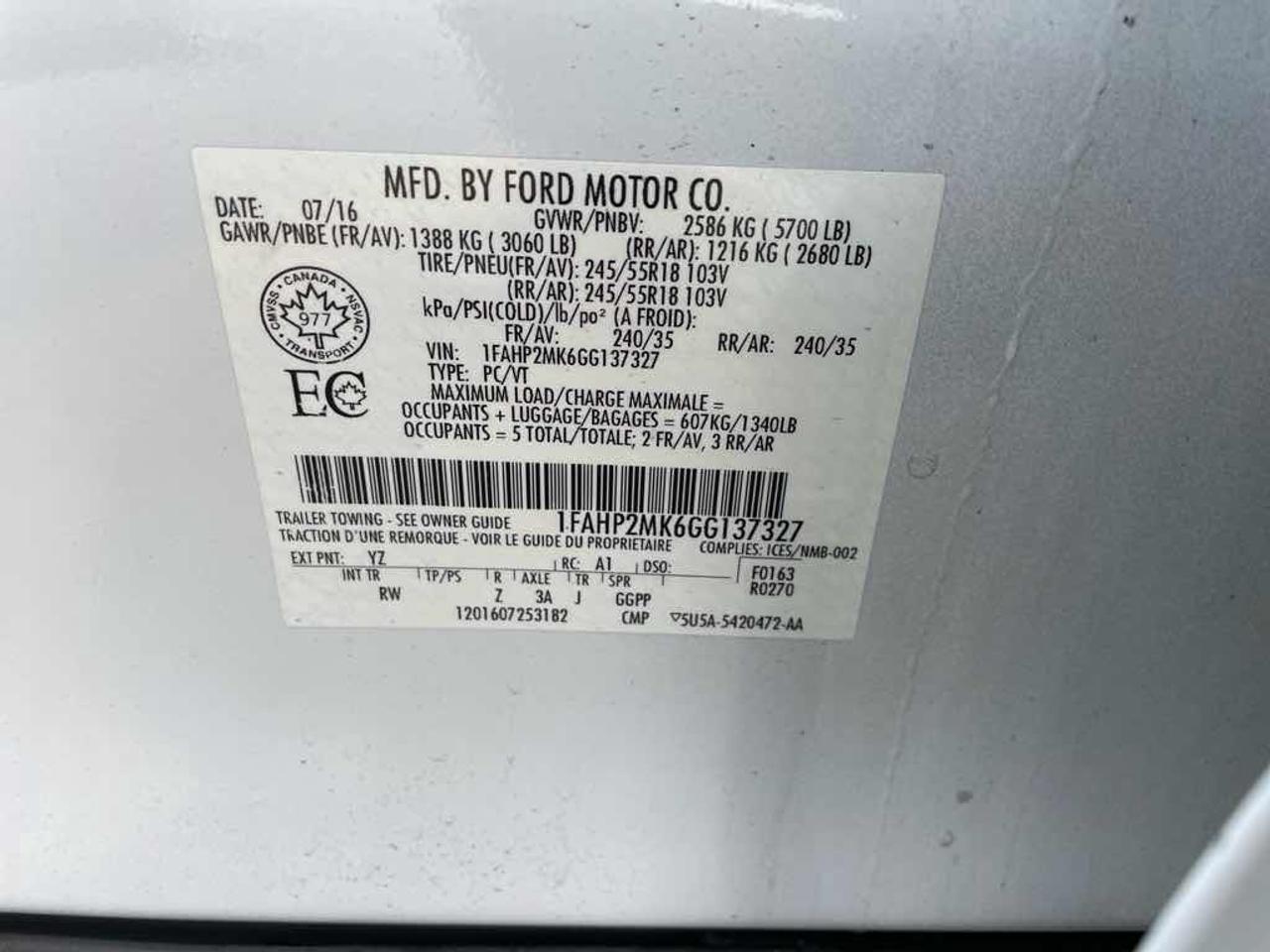2016 Ford Taurus Police Inte Photo