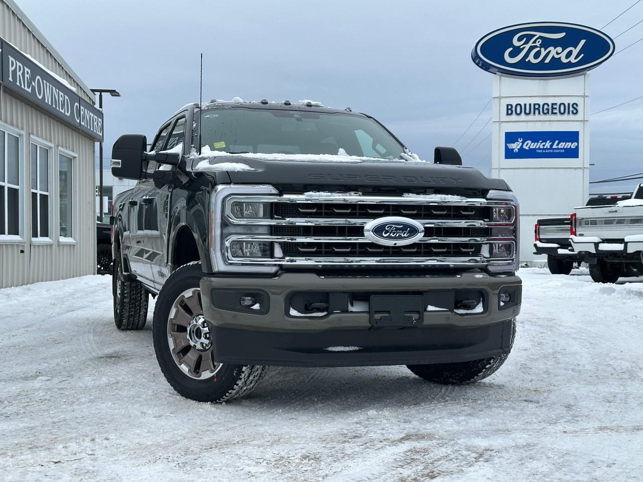 <p>The 2026 Ford Super Duty F-250 SRW King Ranch in a sophisticated black exterior is designed to tackle any terrain with its robust 4×4 drivetrain and authoritative handling, powered by a vigorous 6.7L 8-cylinder engine.</p> <p>This stunning truck combines rugged capability with luxurious touches, showcasing a Crew Cab with a 6.75' box. Its bold body is complemented by a rich brown interior adorned with leather seats and a leather steering wheel, reflecting the King Ranch's signature style. Enjoy exceptional comfort with heated and cooled front seats, heated rear seats, and a heated steering wheel to keep you cozy even on the chilliest days.</p> <p>Stay connected and safe on the road with advanced technology such as smart device integration, a wi-fi hotspot, and adaptive cruise control. Keyless entry and a host of convenience features, including Bluetooth connection, power windows, and brake assist, ensure a smooth driving experience, while safety remains paramount with features like heated mirrors and brake assist.</p> <p>Ideal for those who value a seamless blend of power and sophistication, this Ford Super Duty F-250 SRW King Ranch is perfect for both work and leisure. Contact us today to learn more about how you can make this exceptional truck your own and experience its unparalleled strength and luxury firsthand.</p> <p><span style=color:rgb( 58 , 80 , 95 )>The discount shown on vehicle represents the </span><u>Cash Purchase</u><span style=color:rgb( 58 , 80 , 95 )> discount and is inclusive of all non-stackable and stackable cash purchase discounts from Ford of Canada and Bourgeois Motors Ltd. and is offered in lieu of sub-vented lease or finance rates. To get details on current discounts applicable to this and other vehicles in our inventory for Lease and Finance customer, see a member of our team. All offers for lease or finance are On Approved Credit (OAC).While every effort is made to ensure the accuracy of discounts and programs, programs are subject to change without notice </span><span style=color:rgb( 119 , 119 , 119 )>and may not be accurate or completely current. While every reasonable effort is made to ensure the accuracy of this data, we are not responsible for any errors or omissions contained on these pages.</span></p> <p><strong>Why Choose the Bourgeois Auto Group?</strong></p><p>For 80 years, Bourgeois Auto Group has been delivering exceptional automotive experiences. Our factor trained teams work to ensure you receive the shopping experience you deserve; whether you're looking for a new or new-to-you vehicle.</p><p>Shop 24/7 with our online showroom and chat service, ensuring convenience every step of the way. No hidden fees, full disclosure, and every pre-owned vehicle comes with a Carfax® report for peace of mind.</p><p>We offer a wide selection of pre-owned vehicles, all competitively priced using real-time market data. Get the best deal on your purchase and trade-in with our free Live Market Analysis report.</p><p>Looking to sell your car? We buy any make or modelno purchase required. Our simple to use online trade valuation tool will provide you with a clear, transparent selling experience whether you buy our car or not.</p><p>Backed by hundreds dedicated employees across 4 convenient locations, were here to meet all your automotive needs. Visit us in Midland or Parry Sound and explore our inventory or schedule your next service today.</p> <p><strong>Financing Your Next Vehicle with Bourgeois Motors Ford in Midland:</strong></p><p>At Bourgeois Motors Ford, we make financing your next vehicle simple and stress-free! Our team works with trusted lenders to find flexible options tailored to your budget. Drive away with confidenceapply today!</p><p>Take advantage of our online pre-qualification tool, backed by Equifax and TD Bank to find the payment that works for you. Simply <a href=https://www.bourgeoismotors.com/free-credit-check/ rel=nofollow><strong>CLICK HERE</strong></a><strong> </strong>to use our secure online credit tool with no impact to your credit.</p>
