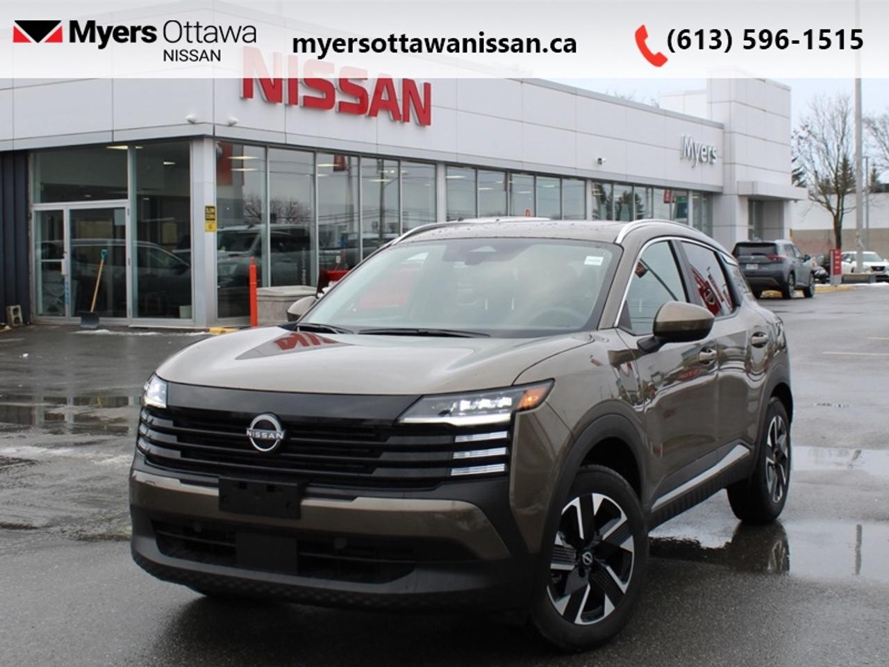 <b>Heated Seats,  Wireless Charging,  Heated Steering Wheel,  Remote Start,  Blind Spot Detection!</b><br> <br>  Compare at $33129 - Our Price is just $29494! <br> <br>Style meets tech in this nimble and spirited 2025 Kicks. This 2025 Nissan Kicks is fresh on our lot in Ottawa. <br> <br>This Kicks did not take any shortcuts, but it is offering you a shortcut to possibility. Make the most of every day with intelligent features that help you express your personal style and feel your playlist with the incredible infotainment system. It really is time you put you first, and this 2025 Kicks is here for it. This SUV has 82 km. Its Canyon Bronze Metallic in colour. It has an Automatic transmission and is powered by a 141HP 2.0L 4 Cylinder Engine. <br> <br> Our Kickss trim level is SV. Standard features include a heated steering wheel with heated front seats, wireless charging, remote engine start, blind spot warning, lane departure warning, collision mitigation, and rear parking sensors. Also standard is a 12.3-inch infotainment screen with wireless Apple CarPlay and Android Auto, and SiriusXM satellite radio. This vehicle has been upgraded with the following features: Heated Seats, Wireless Charging, Heated Steering Wheel, Remote Start, Blind Spot Detection, Lane Departure Warning, Apple CarPlay.<br> <br>To apply right now for financing use this link: <a href=https://www.myersottawanissan.ca/finance target=_blank>https://www.myersottawanissan.ca/finance</a><br><br> <br/><br>Get the amazing benefits of a Nissan Certified Pre-Owned vehicle!!! Save thousands of dollars and get a pre-owned vehicle that has factory warranty, 24 hour roadside assistance and rates as low as 0.9%!!! <br>*LIFETIME ENGINE TRANSMISSION WARRANTY NOT AVAILABLE ON VEHICLES WITH KMS EXCEEDING 140,000KM, VEHICLES 8 YEARS & OLDER, OR HIGHLINE BRAND VEHICLE(eg. BMW, INFINITI. CADILLAC, LEXUS...)<br> Come by and check out our fleet of 30+ used cars and trucks and 60+ new cars and trucks for sale in Ottawa.  o~o