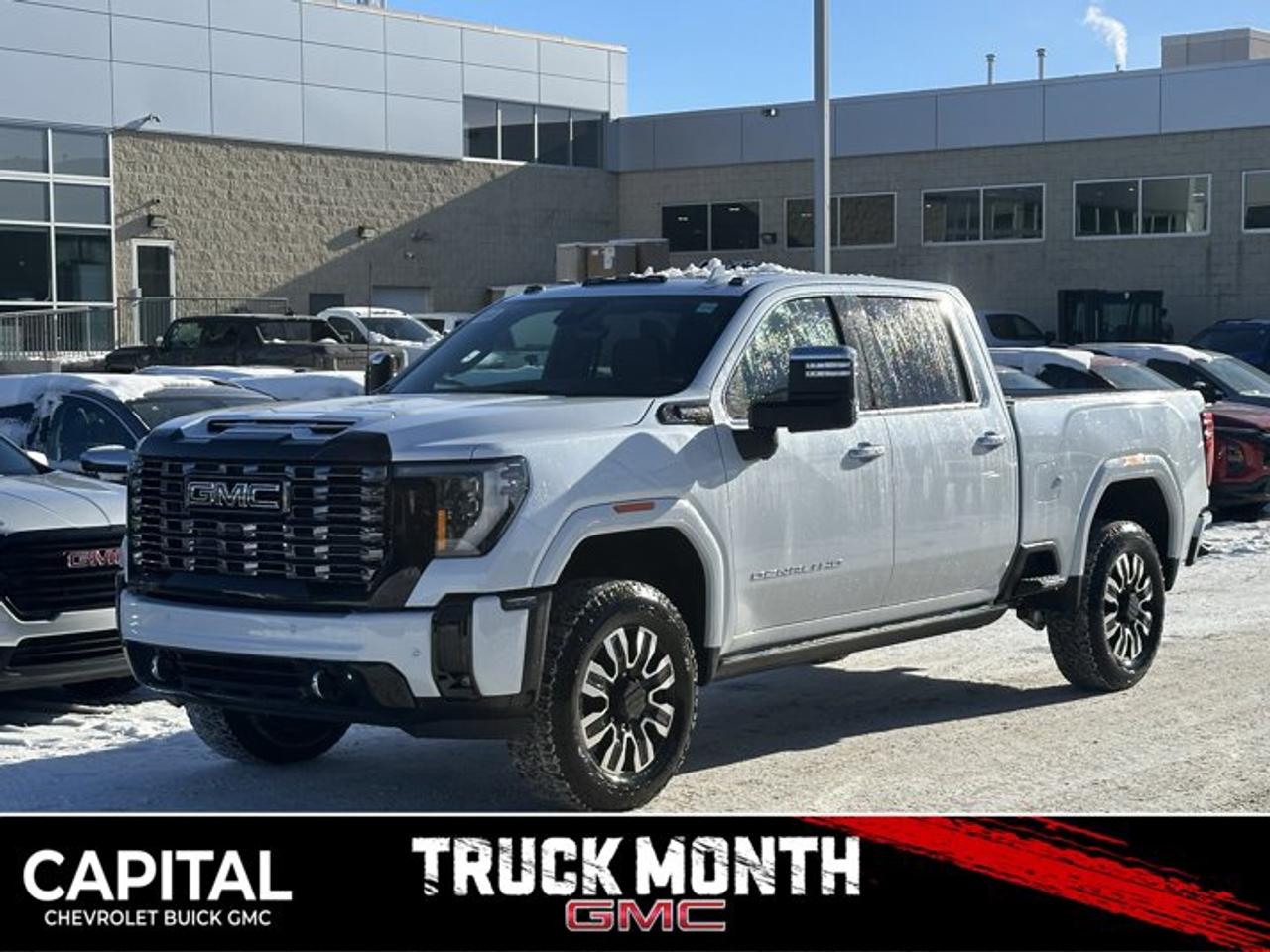 Accessories include: Rev Hard Folding Tonneau Cover.This GMC Sierra 3500HD boasts a Turbocharged Diesel V8 6.6L/ engine powering this Automatic transmission. TRANSMISSION, 10-SPEED AUTOMATIC (STD), REAR AXLE, 3.42 RATIO, PREMIUM FLOOR LINERS WITH REMOVABLE CARPET INSERT, FRONT.*This GMC Sierra 3500HD Comes Equipped with These Options *HEAVY DUTY FRONT SPRING/CAMPER PACKAGE Note: If ordered for Camper usage, recommend ordering (UY2) Trailering wiring provisions, GOOSENECK / 5TH WHEEL PREP PACKAGE -- Hitch platform to accept Gooseneck or 5th Wheel hitch. Includes hitch platform with tray to accept ball, stamped bed holes with removable caps installed and bed mounted 7-pin trailer harness (similar to UY2 harness). , POLAR WHITE TRICOAT, LPO, GMC MULTIPRO TAILGATE STEP LIGHTS (dealer-installed), LPO, CARGO TIE-DOWN RINGS, SET OF 4 (dealer-installed), LPO, BODY COLOUR WHEEL ARCH MOULDINGS (dealer-installed), HIGH IDLE SWITCH, ENGINE, DURAMAX 6.6L TURBO-DIESEL V8, B20-DIESEL COMPATIBLE (470 hp [350.5 kW] @ 2800 rpm, 975 lb-ft of torque [1322 Nm] @ 1600 rpm) (STD), DENALI ULTIMATE PREFERRED EQUIPMENT GROUP includes standard equipment, ALTERNATORS, DUAL, 220-AMPS PRIMARY, 170-AMPS AUXILIARY.*Stop By Today *A short visit to Capital Chevrolet Buick GMC Inc. located at 13103 Lake Fraser Drive SE, Calgary, AB T2J 3H5 can get you a reliable Sierra 3500HD today!