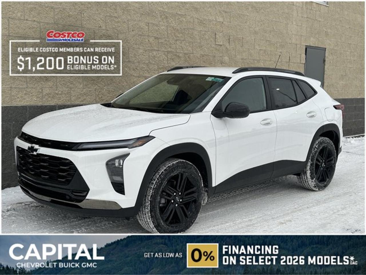 This Chevrolet Trax delivers a Turbocharged Gas 3-Cyl 1.2L/ engine powering this Automatic transmission. TRANSMISSION, 6-SPEED AUTOMATIC (STD), LPO, FRONT AND REAR SPLASH GUARDS, CUSTOM MOULDED, ENGINE, ECOTEC 1.2L TURBO DOHC DI WITH VARIABLE VALVE TIMING (VVT) (137 hp [102 kW] @ 5000 rpm, 162 lb-ft of torque [219 N-m] @ 2500 rpm) (STD).*This Chevrolet Trax Comes Equipped with These Options *ENGINE BLOCK HEATER, ACTIV PREFERRED EQUIPMENT GROUP Includes Standard Equipment, Wireless Apple CarPlay/Wireless Android Auto, Wipers, front intermittent, variable speed, Wiper, rear, intermittent, Windows, power rear, express down, Window, power, front passenger with express down, Window, power, driver with express down, Wi-Fi Hotspot capable (Terms and limitations apply. See onstar.ca or dealer for details.), Wheels, 18 (45.7 cm) Black-painted aluminum.* Stop By Today *Come in for a quick visit at Capital Chevrolet Buick GMC Inc., 13103 Lake Fraser Drive SE, Calgary, AB T2J 3H5 to claim your Chevrolet Trax!