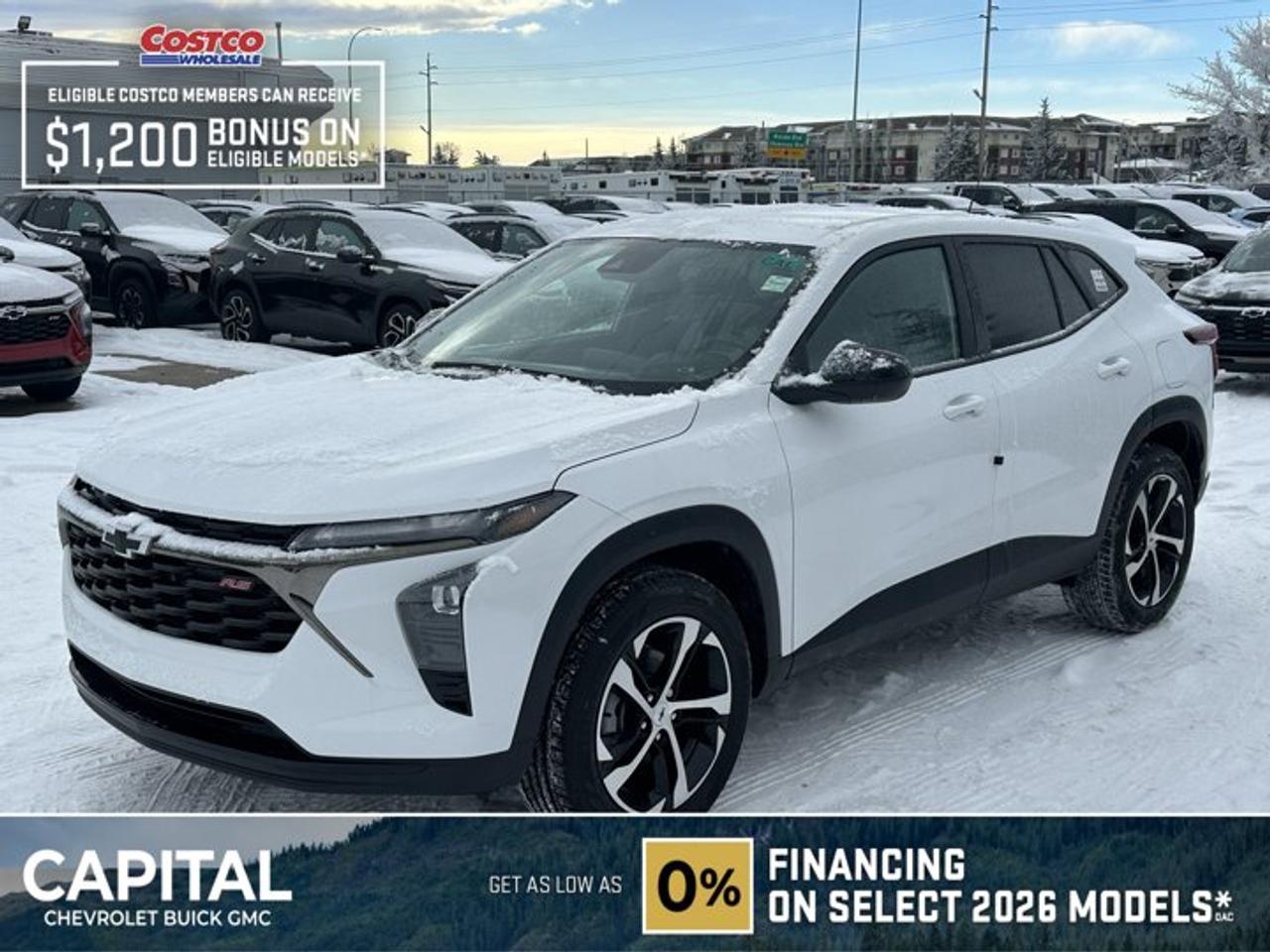 This Chevrolet Trax boasts a Turbocharged Gas 3-Cyl 1.2L/ engine powering this Automatic transmission. TRANSMISSION, 6-SPEED AUTOMATIC (STD), ENGINE, ECOTEC 1.2L TURBO DOHC DI WITH VARIABLE VALVE TIMING (VVT) (137 hp [102 kW] @ 5000 rpm, 162 lb-ft of torque [219 N-m] @ 2500 rpm) (STD), ENGINE BLOCK HEATER.*This Chevrolet Trax Comes Equipped with These Options *1RS PREFERRED EQUIPMENT GROUP Includes Standard Equipment, Wireless Apple CarPlay/Wireless Android Auto, Wipers, front intermittent, variable speed, Wiper, rear, intermittent, Windows, power rear, express down, Window, power, front passenger with express down, Window, power, driver with express down, Wi-Fi Hotspot capable (Terms and limitations apply. See onstar.ca or dealer for details.), Wheels, 18 (45.7 cm) Black-painted machined aluminum, Wheel, spare, 16 (40.6 cm) steel.* Stop By Today *Stop by Capital Chevrolet Buick GMC Inc. located at 13103 Lake Fraser Drive SE, Calgary, AB T2J 3H5 for a quick visit and a great vehicle!