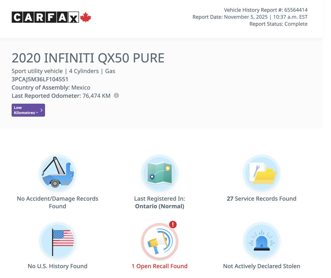 2020 Infiniti QX50 PURE AWD NO ACCIDENTS BLINDSPOT ASSIST 360 CAM Photo2