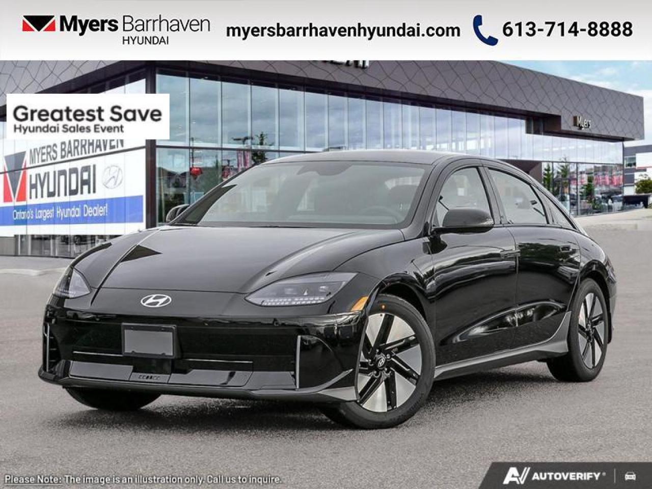 <b>Electric Vehicle,  Fast Charging,  Heated Seats,  Navigation,  Apple CarPlay!</b><br> <br> <br> <br>  Offering a genuine blend of style and substance, this 2025 Hyundai Ioniq 6 is a bold EV statement. <br> <br>One look at this Hyundai Ioniq 6 is enough to tell how futuristic this EV is. A meticulously crafted interior laden with cutting-edge technology keeps this EV ahead of the curve, while its cleverly engineering powertrain ensures that range anxiety is a thing of the past. For the ultimate EV experience, step into this 2025 Ioniq 6!<br> <br> This abyss black sedan  has an automatic transmission.<br> <br> Our IONIQ 6s trim level is Preferred RWD Long Range. This exciting EV with fast charging capability offers impressive driving range on a single charge, and comes standard with heated front seats and 60-40 folding split-bench rear seats with stain-resistant upholstery, a heated leather steering wheel, power charge port door, voice-activated dual zone climate control, proximity key with push button start, a Harman Kardon audio system, and a 12.3-inch infotainment screen with Apple CarPlay, Android Auto, inbuilt navigation, and SiriusXM satellite radio. Road safety is assured thanks to blind spot detection, lane keeping assist, lane departure warning, rear parking sensors, forward collision alert, evasive steering assist, and driver monitoring alert. Additional features include LED headlights with automatic high beams, two 12-volt DC power outlets, and even more. This vehicle has been upgraded with the following features: Electric Vehicle,  Fast Charging,  Heated Seats,  Navigation,  Apple Carplay,  Android Auto,  Heated Steering Wheel. <br><br> <br/><br> Buy this vehicle now for the lowest bi-weekly payment of <b>$384.56</b> with $6064 down for 84 months @ 6.99% APR O.A.C. ( Plus applicable taxes -  & fees **Rebates may not be applicable on all purchase types [cash, lease, or finance]. Eligibility and conditions may vary. Please see dealer for full details and confirmation of eligibility.   ).  See dealer for details. <br> <br> o~o