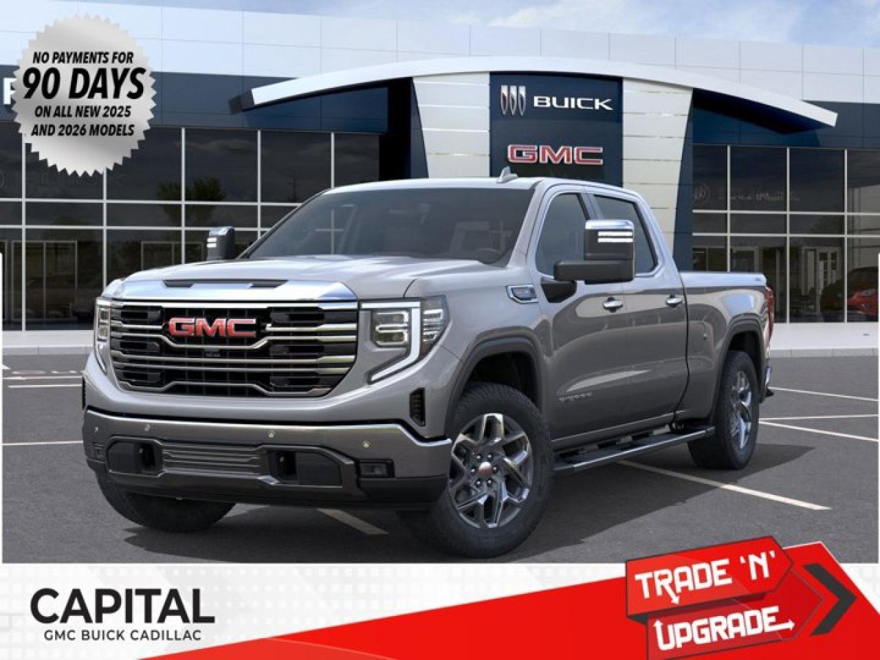 This 2026 GMC Sierra 1500 in Summit White is equipped with 4WD and Gas V8 6.2L/376 engine.The Next Generation Sierra redefines what it means to drive a pickup. The redesigned for 2019 Sierra 1500 boasts all-new proportions with a larger cargo box and cabin. It also shaves weight over the 2018 model through the use of a lighter boxed steel frame and extensive use of aluminum in the hood, tailgate, and doors.To help improve the hitching and towing experience, the available ProGrade Trailering System combines intelligent technologies to offer an in-vehicle Trailering App, a companion to trailering features in the myGMC app and multiple high-definition camera views.GMC has altered the pickup landscape with groundbreaking innovation that includes features such as available Rear Camera Mirror and available Multicolour Heads-Up Display that puts key vehicle information low on the windshield. Innovative safety features such as HD Surround Vision and Lane Change Alert with Side Blind Zone alert will also help you feel confident and in control in the Next Generation Seirra.Key features of the Sierra SLE and SLT include: Available GMC MultiPro Tailgate, Available Premium heated leather-appointed driver and front passenger seating, High -intensity LED headlamps, and Available ProGrade Trailering System.Check out this vehicles pictures, features, options and specs, and let us know if you have any questions. Helping find the perfect vehicle FOR YOU is our only priority.P.S...Sometimes texting is easier. Text (or call) 306-801-9090 for fast answers at your fingertips!Dealer License #914248Disclaimer: All prices are plus taxes & fees. See dealer for Details. Dealer Permit # 914248 See dealer for Details.