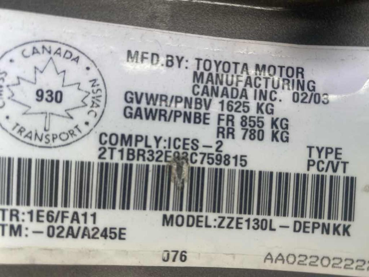 2003 Toyota Corolla LE Photo