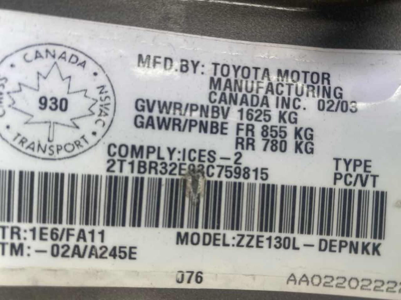 2003 Toyota Corolla LE Photo